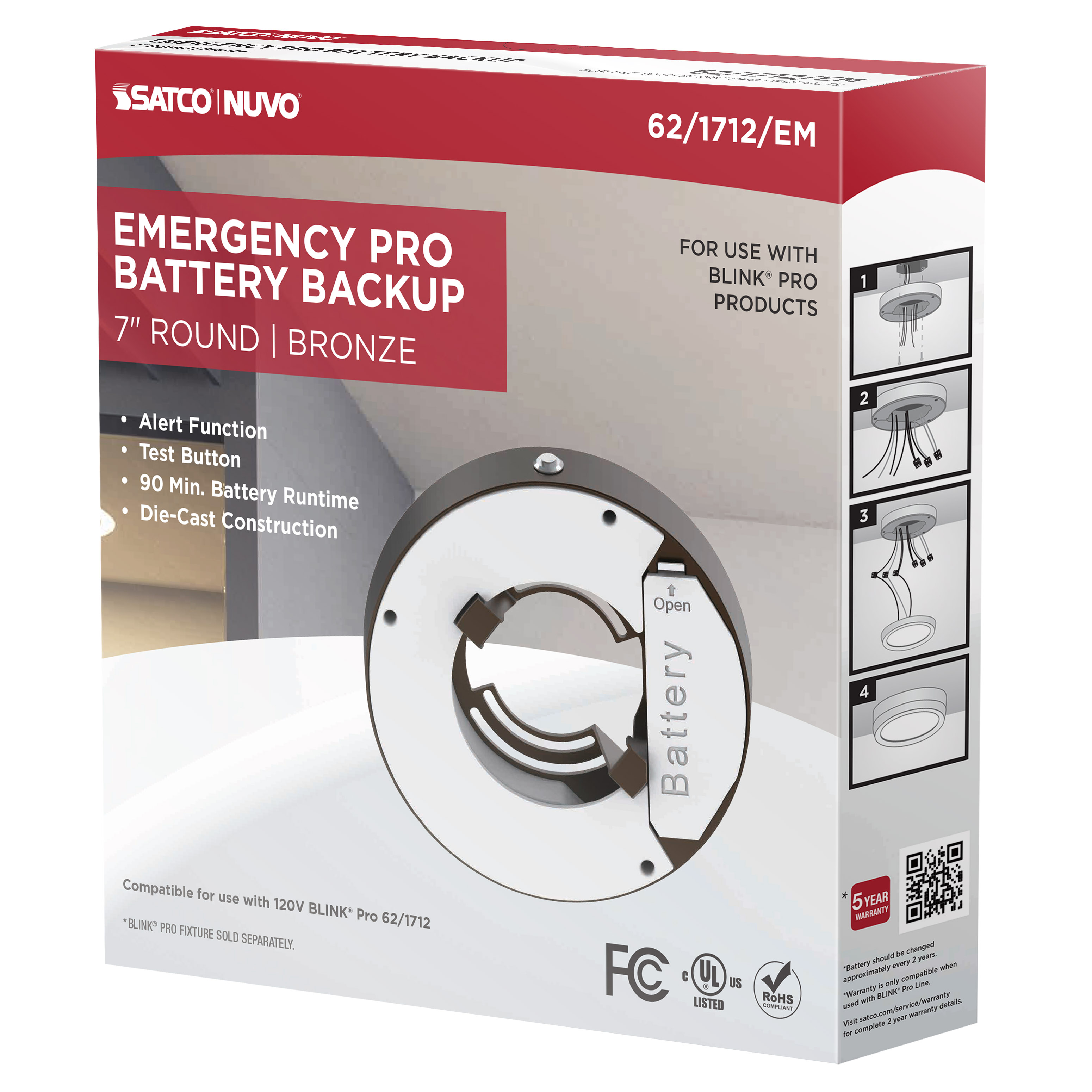 7" RD BLINK PRO EM BATT BACKUP - 62-1712-EM