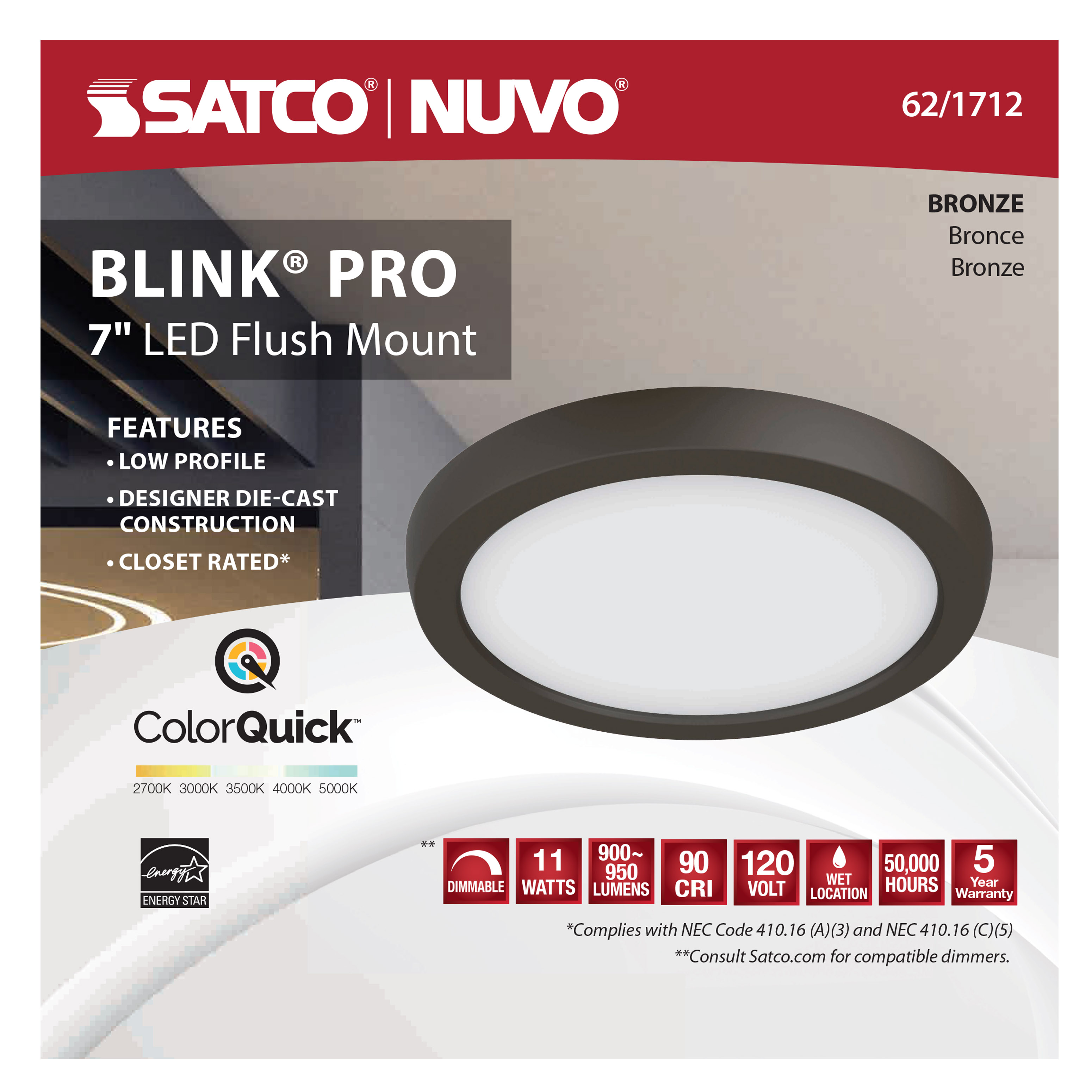 BLINK 11W LED 7" RND BRONZE - 62-1712
