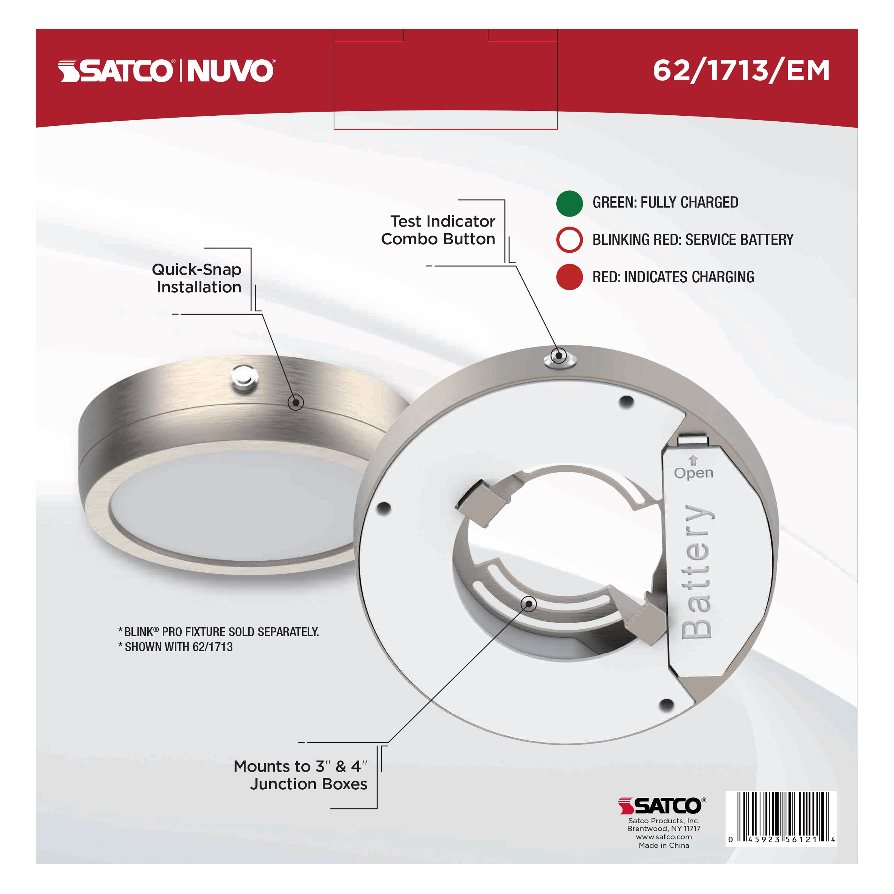 7" SQ BLINK PRO EM BATT BACKUP - 62-1713-EM