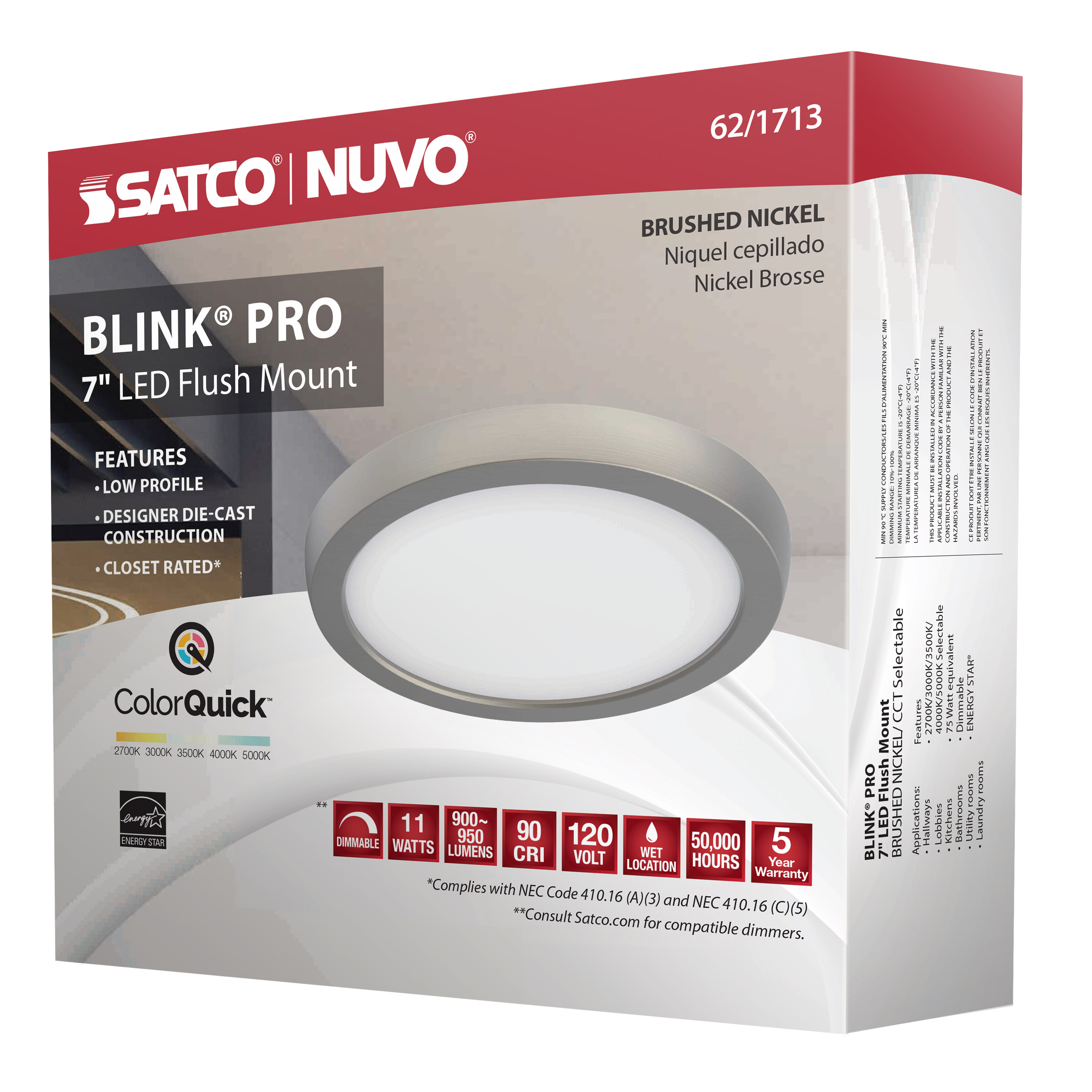 BLINK 11W LED 7" RND BR. NICK - 62-1713