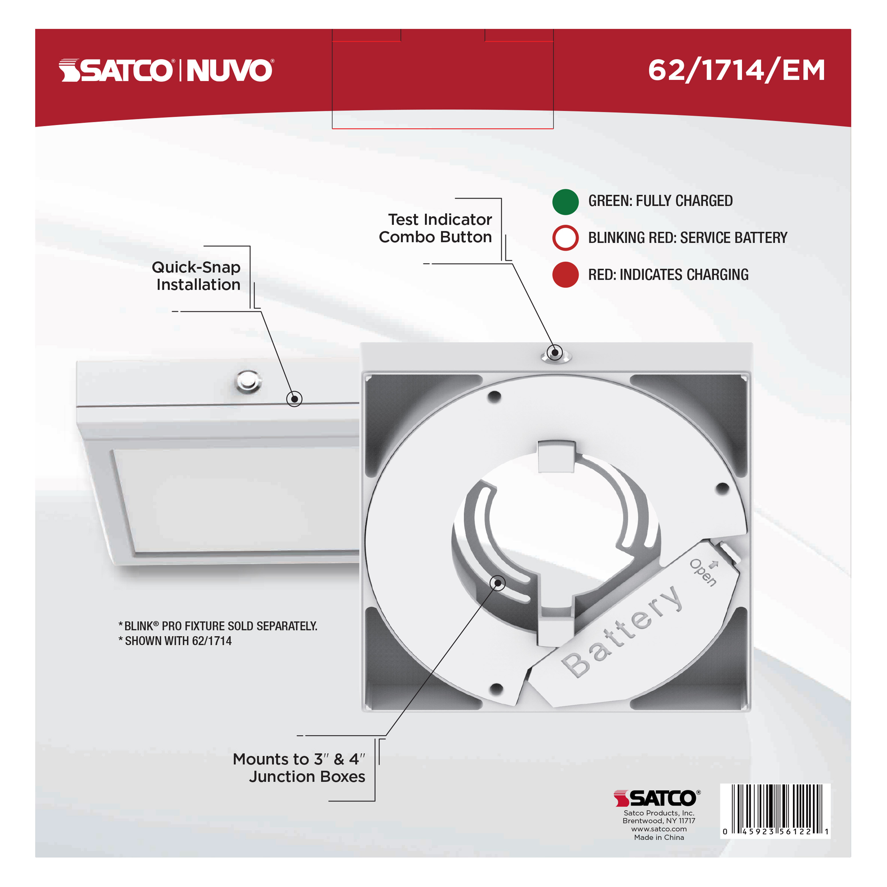 7" SQ BLINK PRO EM BATT BACKUP - 62-1714-EM