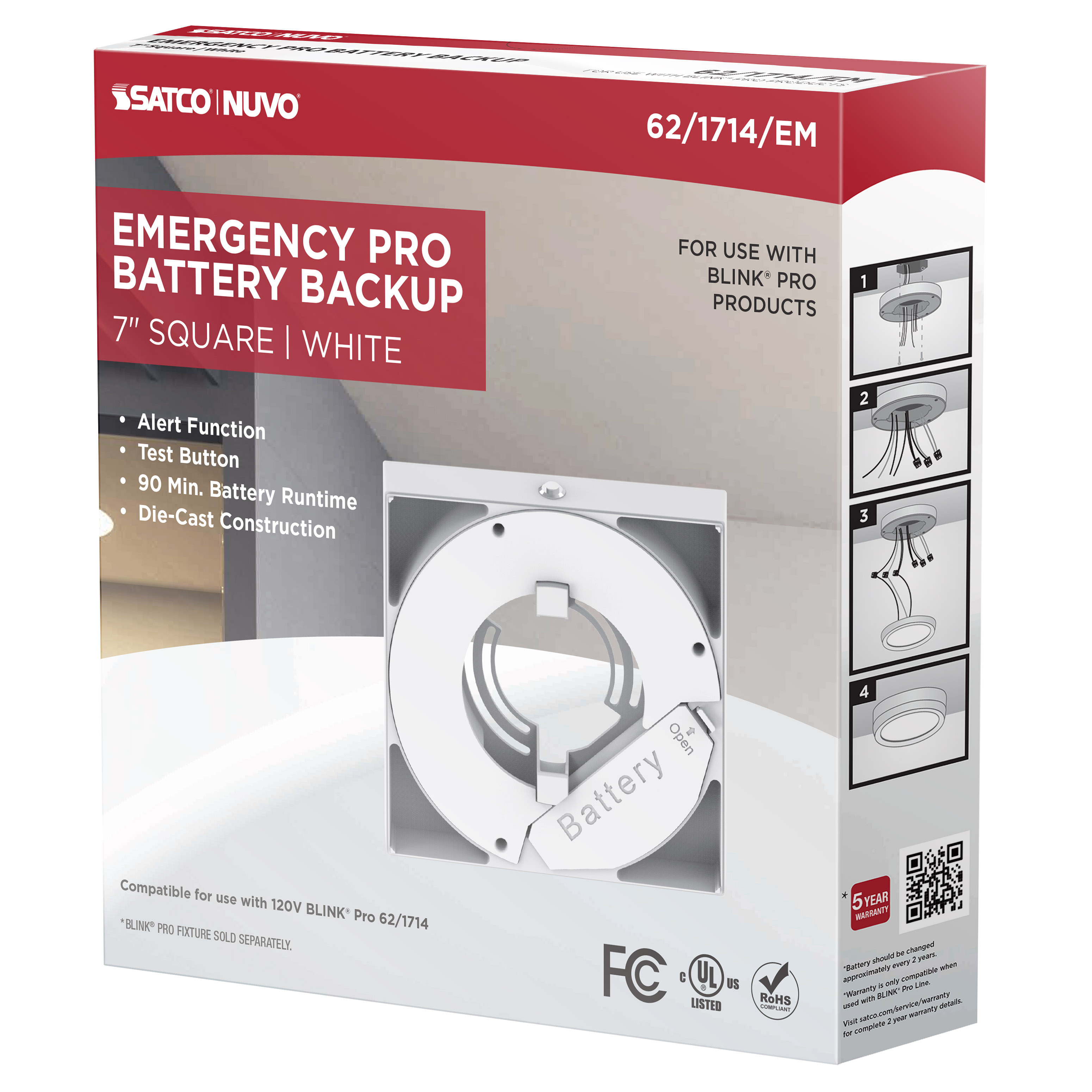 7" SQ BLINK PRO EM BATT BACKUP - 62-1714-EM