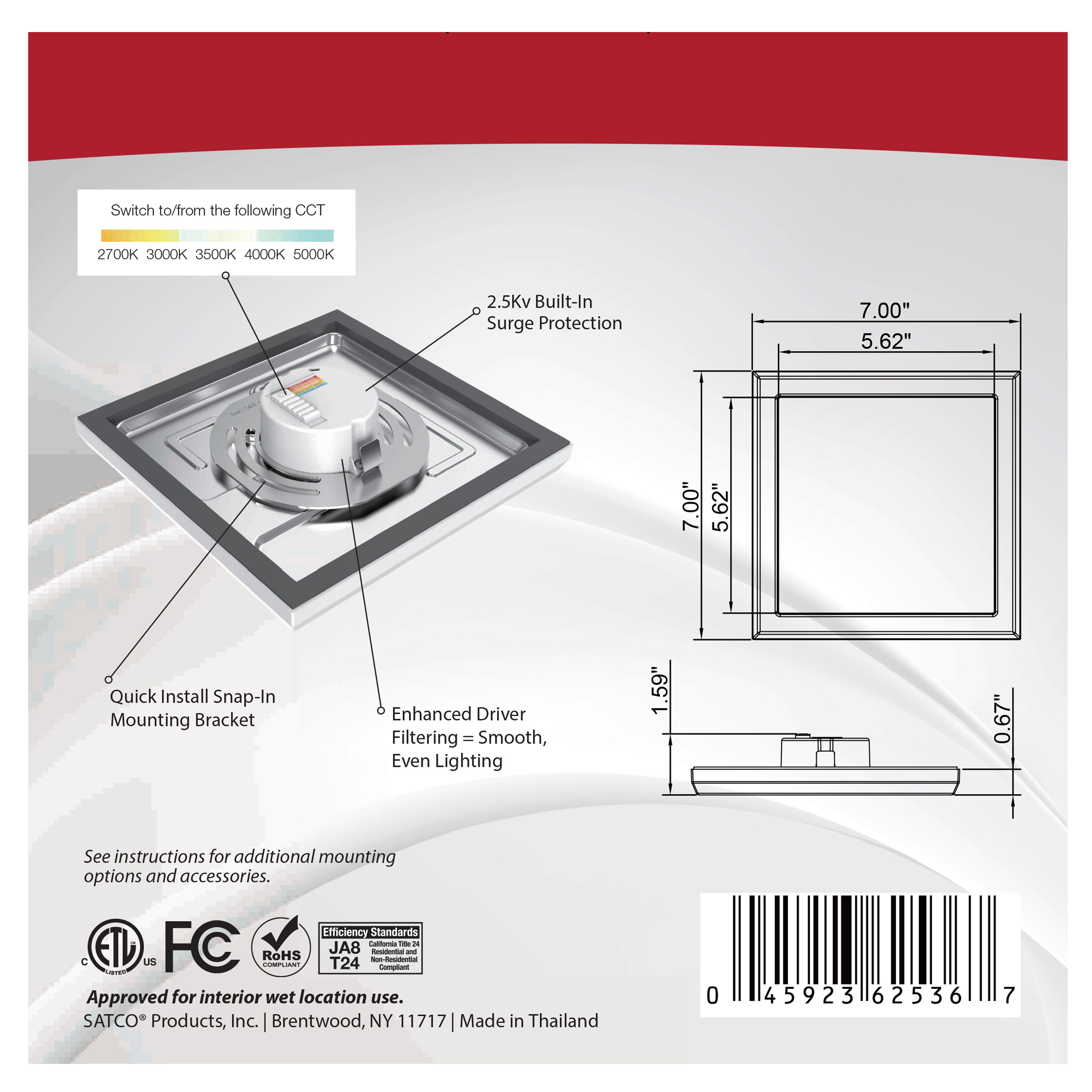 BLINK 11W LED 7" SQ WHITE - 62-1714