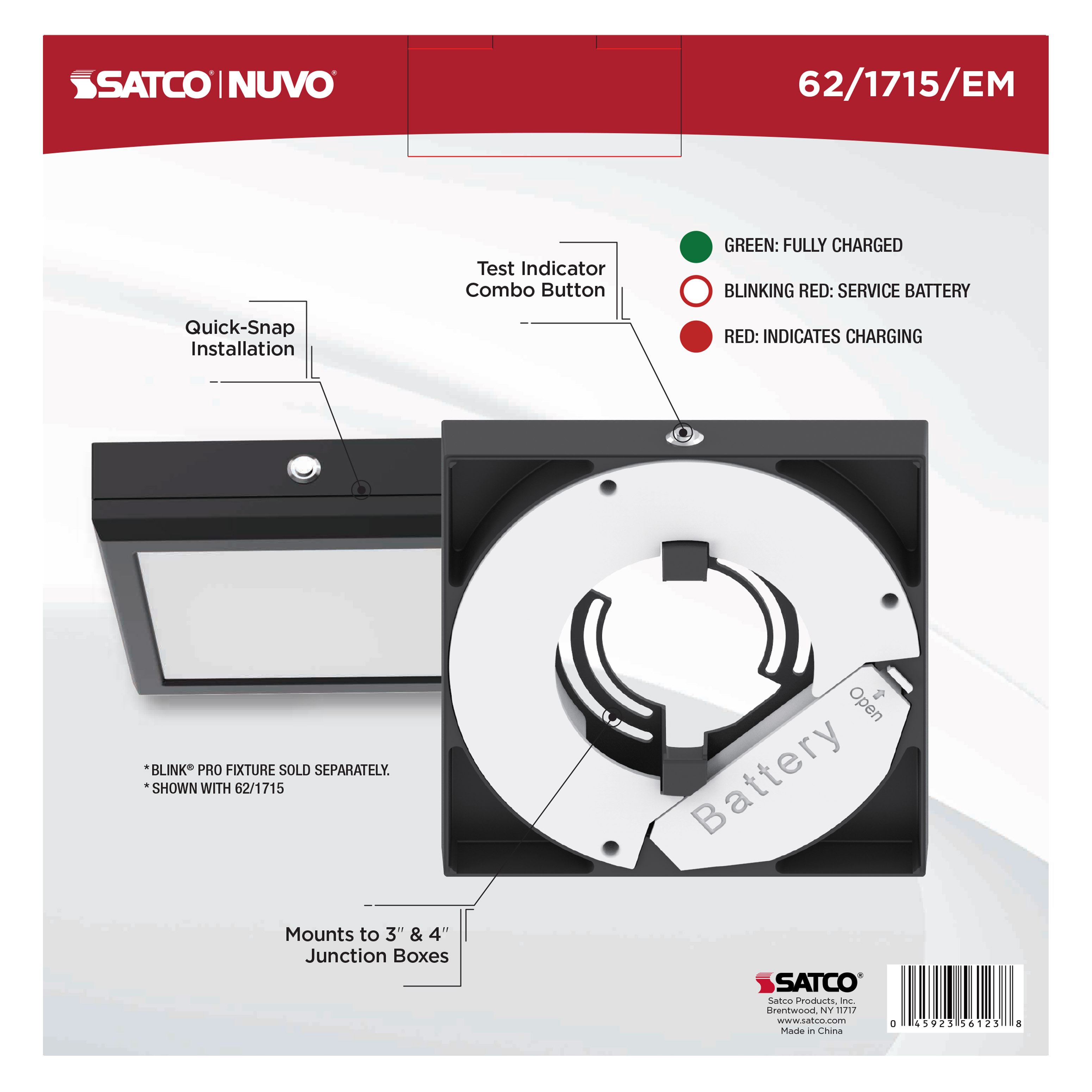 7" SQ BLINK PRO EM BATT BACKUP - 62-1715-EM