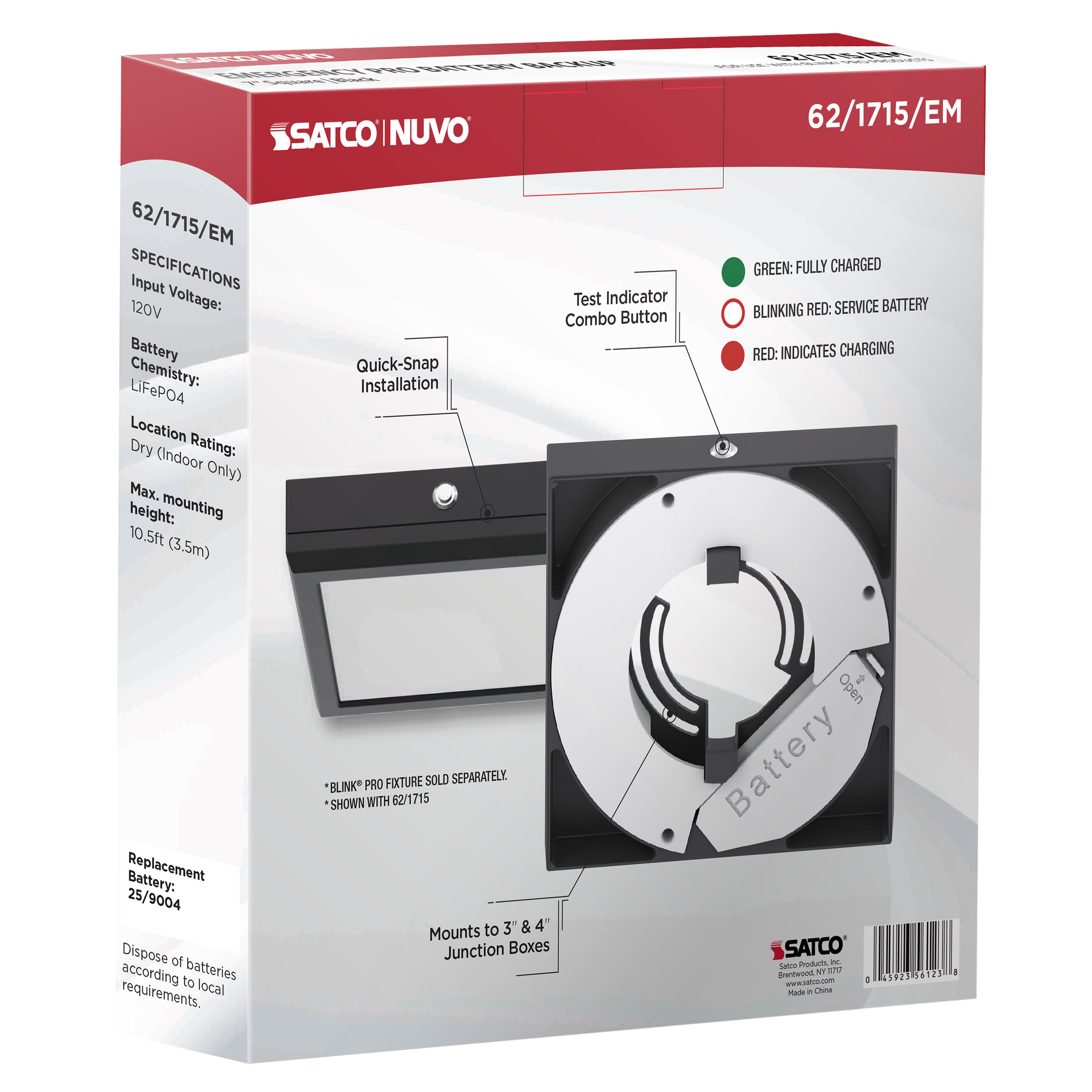 7" SQ BLINK PRO EM BATT BACKUP - 62-1715-EM