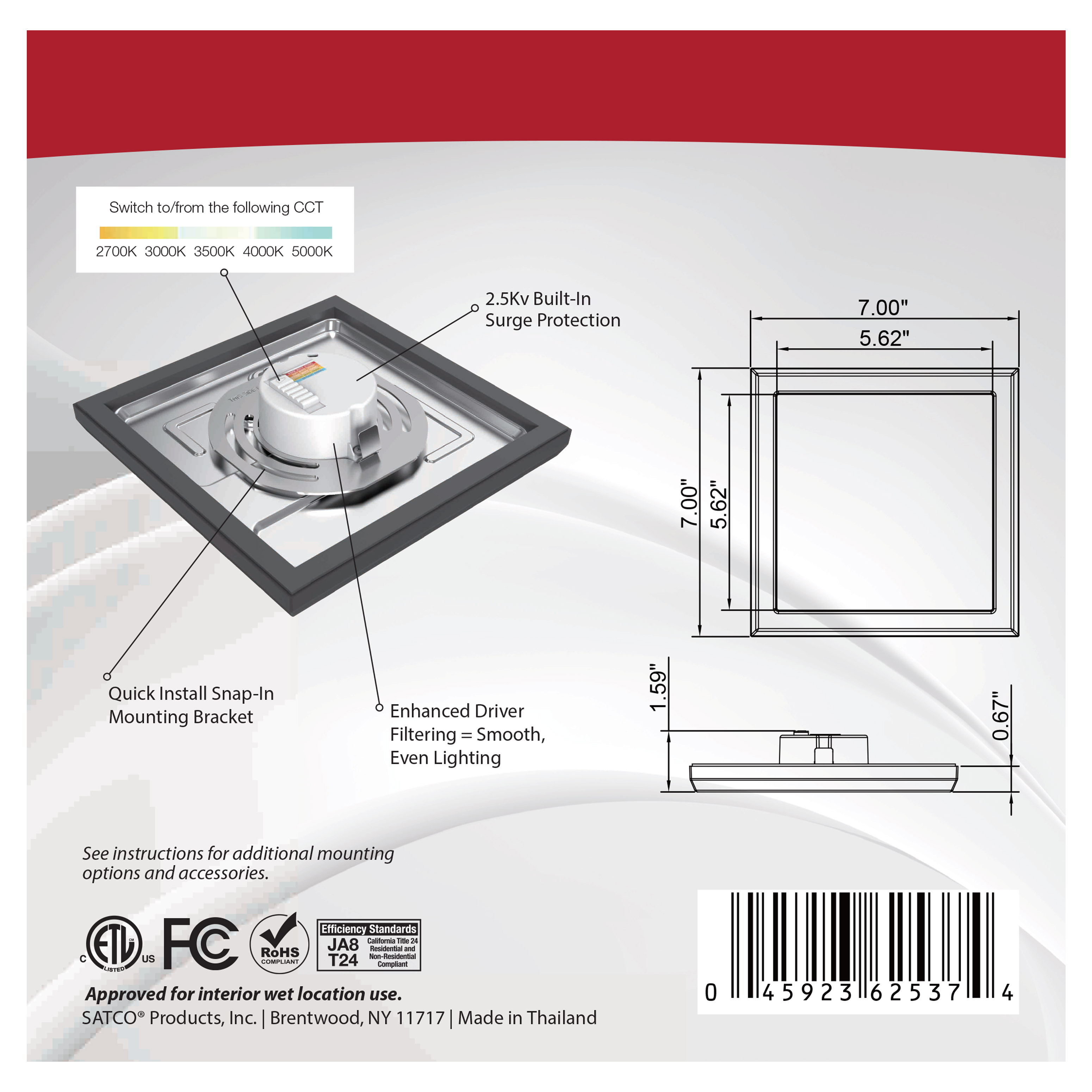 BLINK 11W LED 7" SQ BLACK - 62-1715