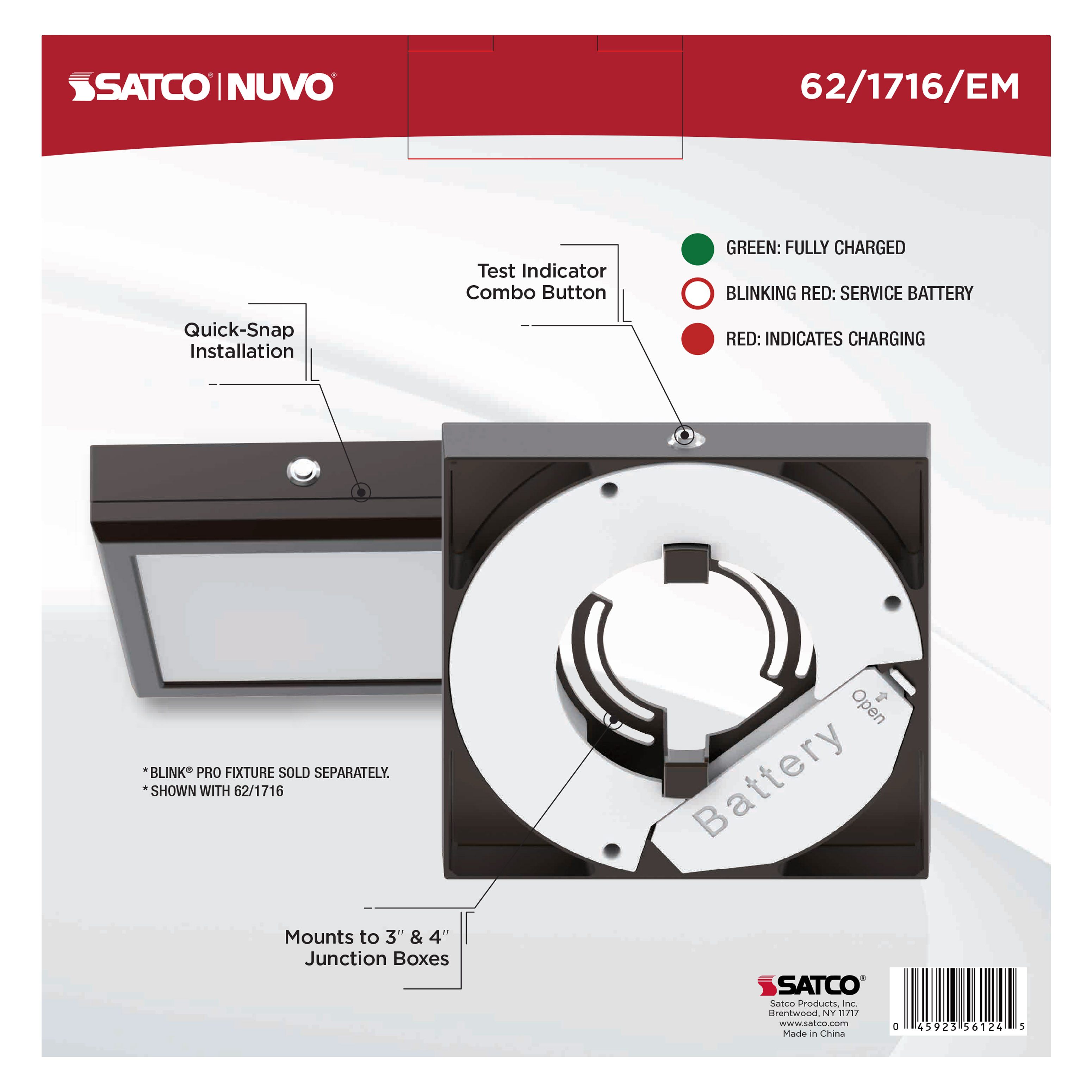 7" SQ BLINK PRO EM BATT BACKUP - 62-1716-EM