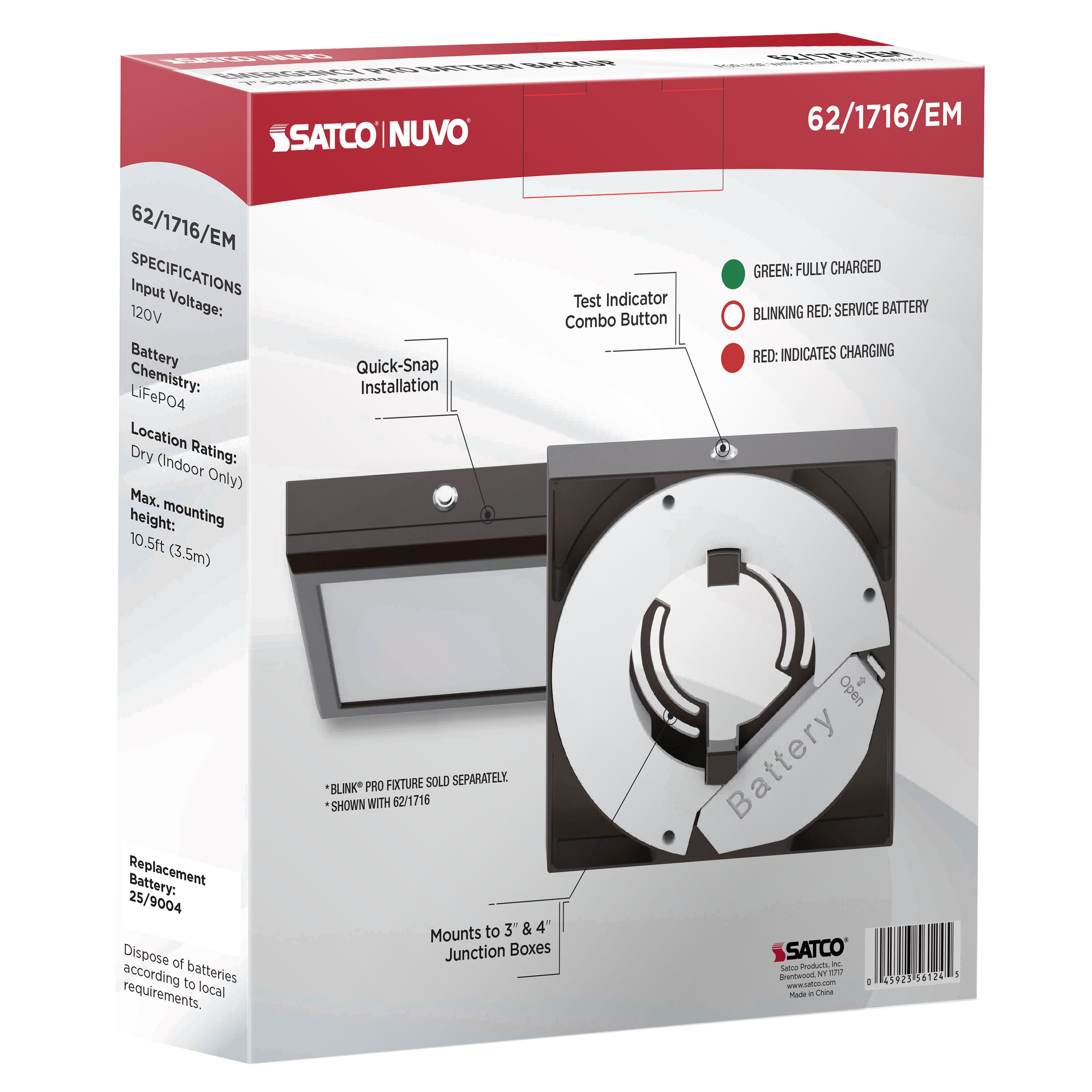 7" SQ BLINK PRO EM BATT BACKUP - 62-1716-EM