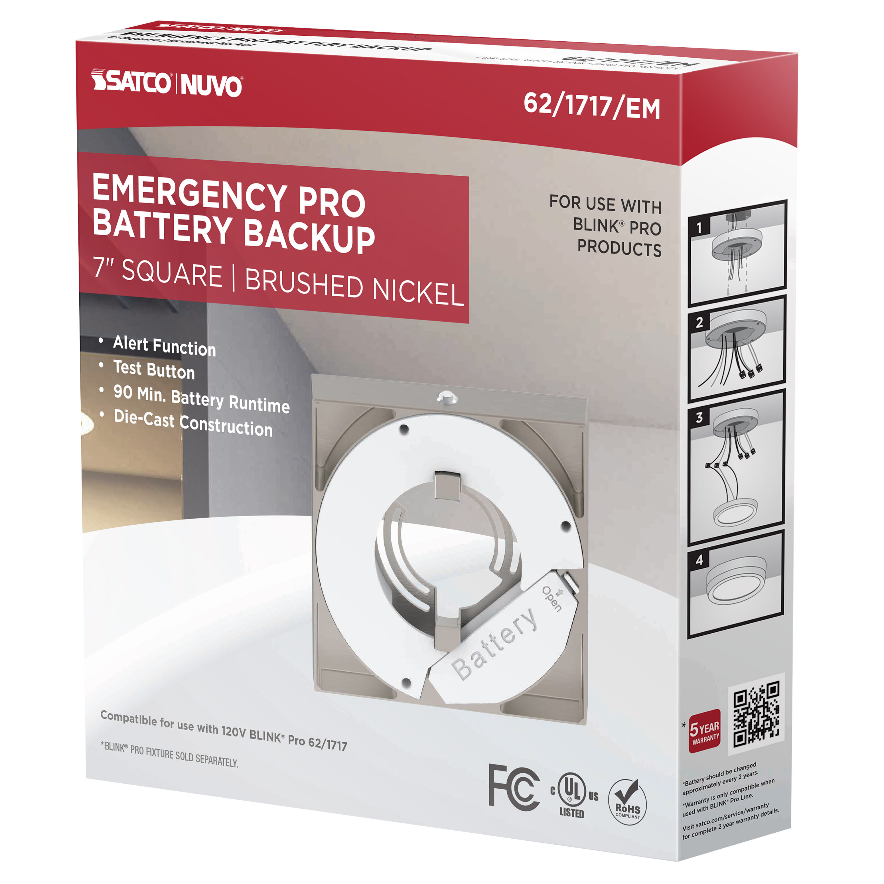 7" SQ BLINK PRO EM BATT BACKUP - 62-1717-EM