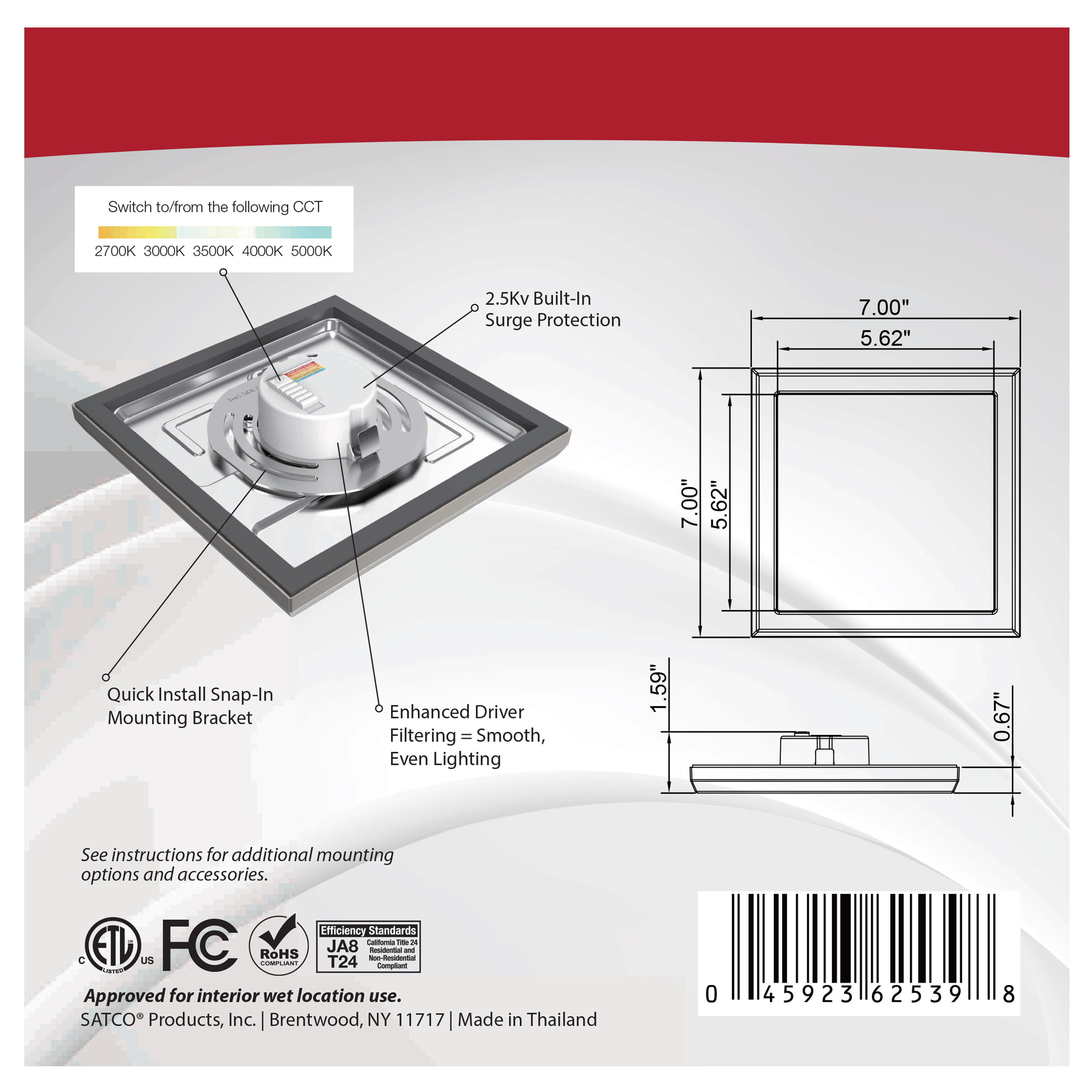 BLINK 11W LED 7" SQ BR. NICKEL - 62-1717