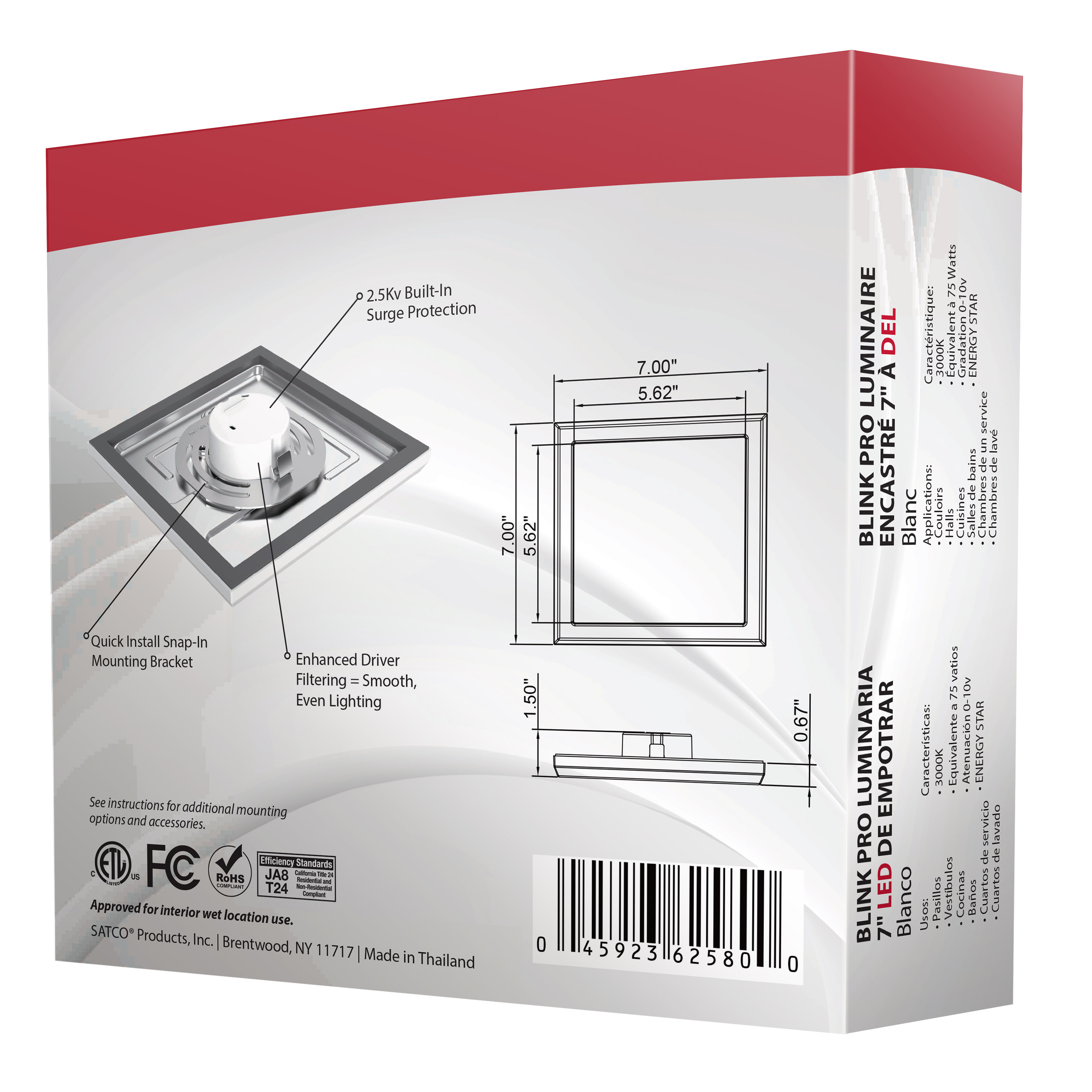 BLINK 11W LED 7" SQ WH 0-10V - 62-1719