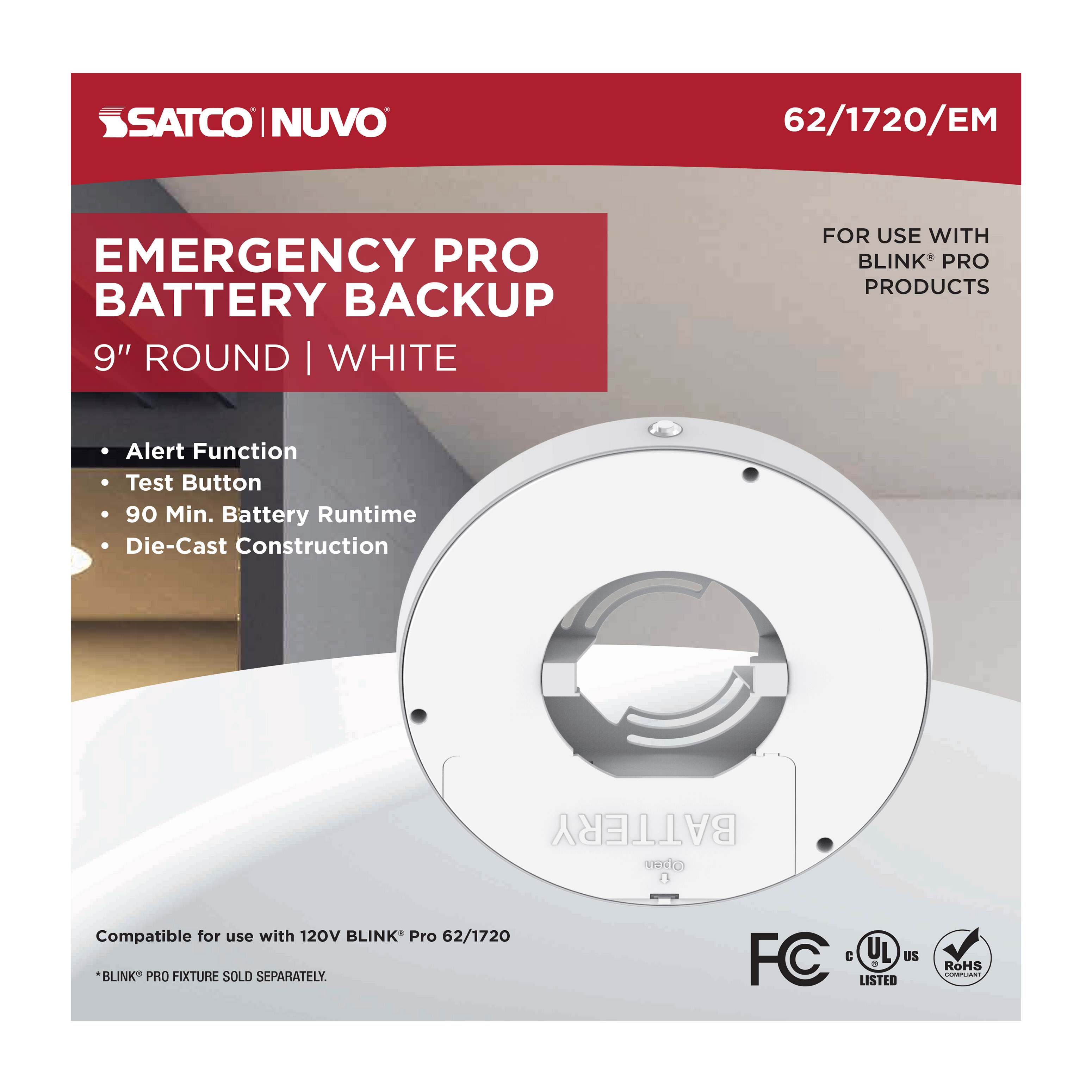 9" RD BLINK PRO EM BATT BACKUP - 62-1720-EM