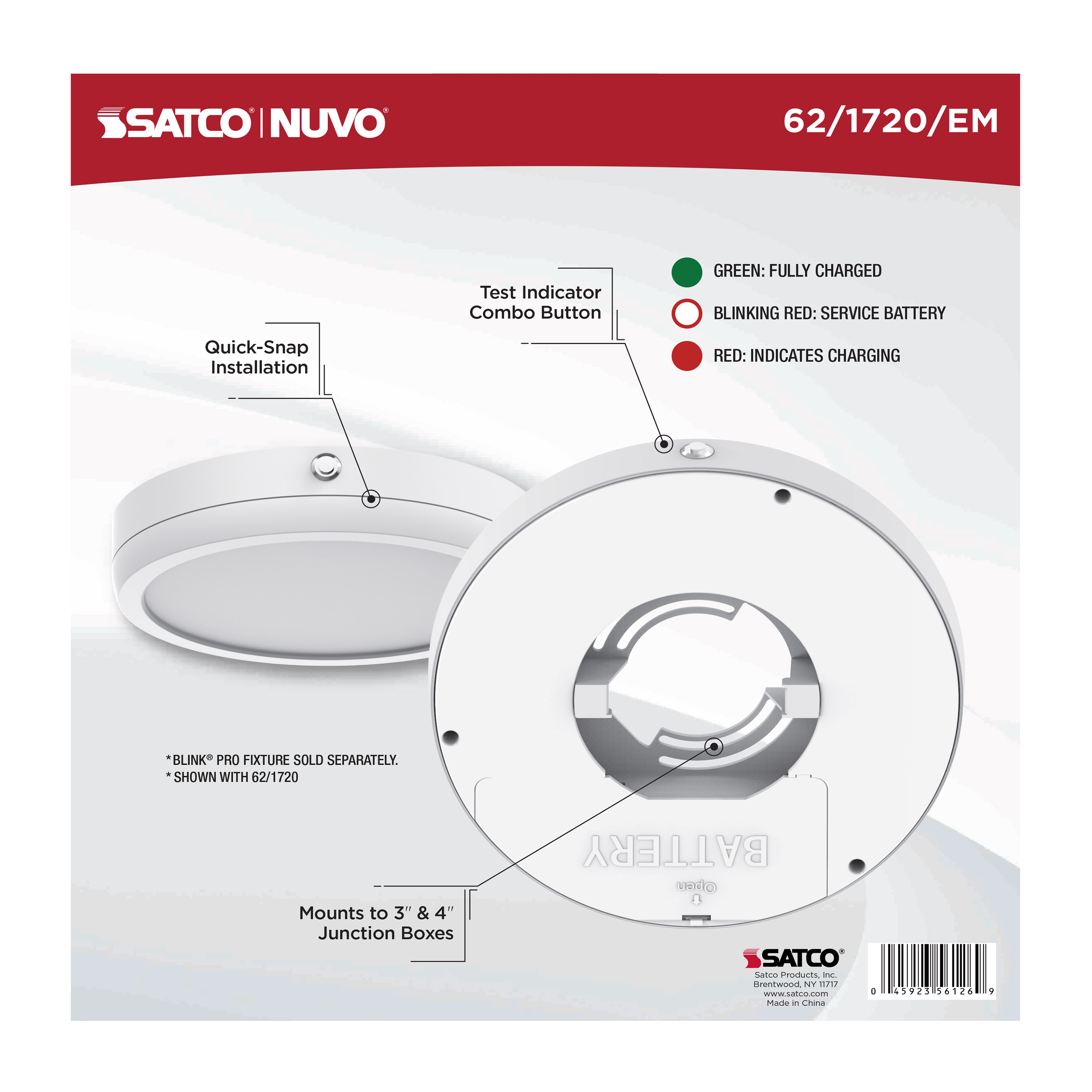 9" RD BLINK PRO EM BATT BACKUP - 62-1720-EM