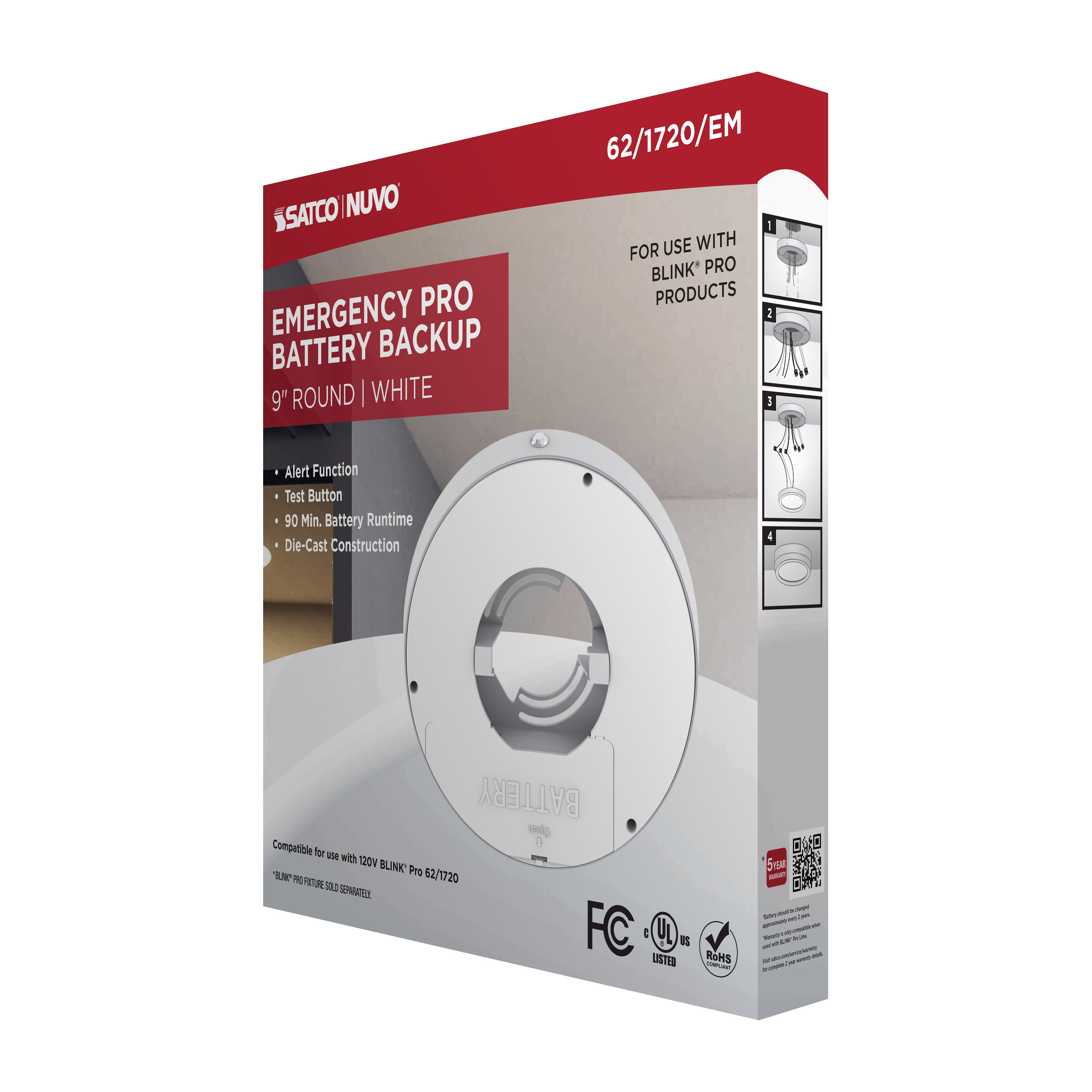 9" RD BLINK PRO EM BATT BACKUP - 62-1720-EM