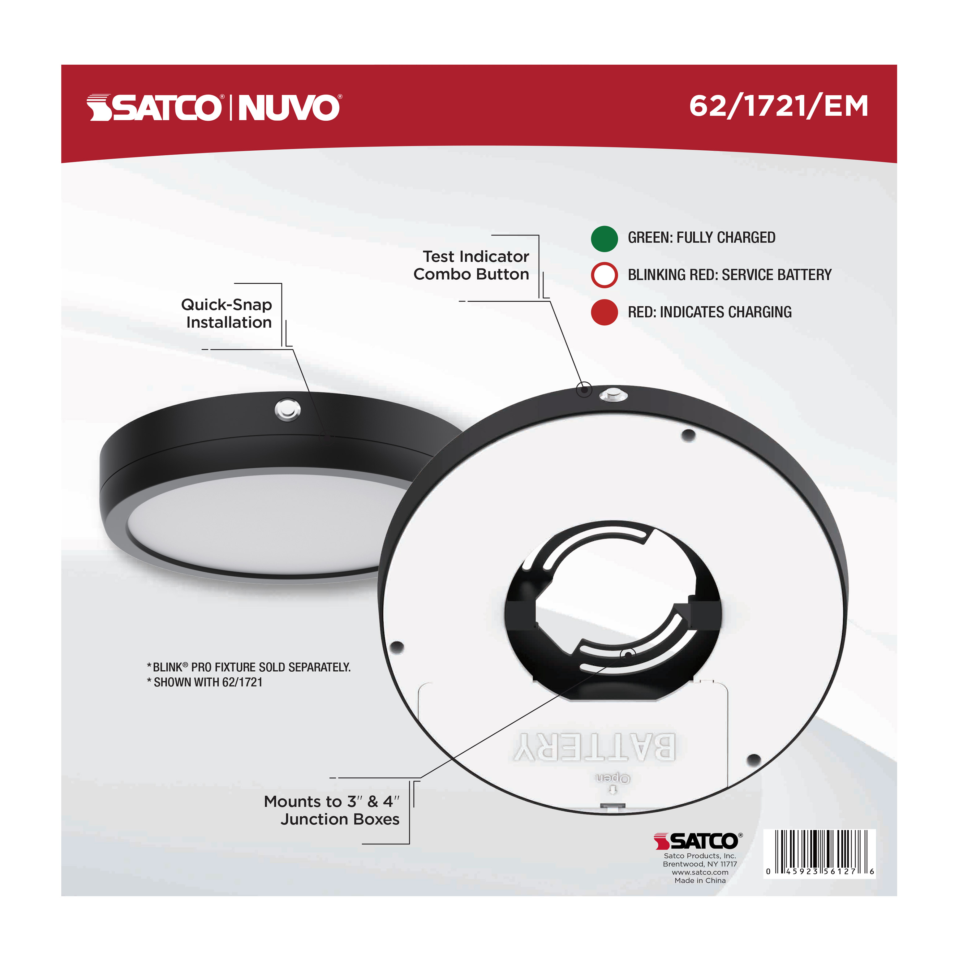 9" RD BLINK PRO EM BATT BACKUP - 62-1721-EM