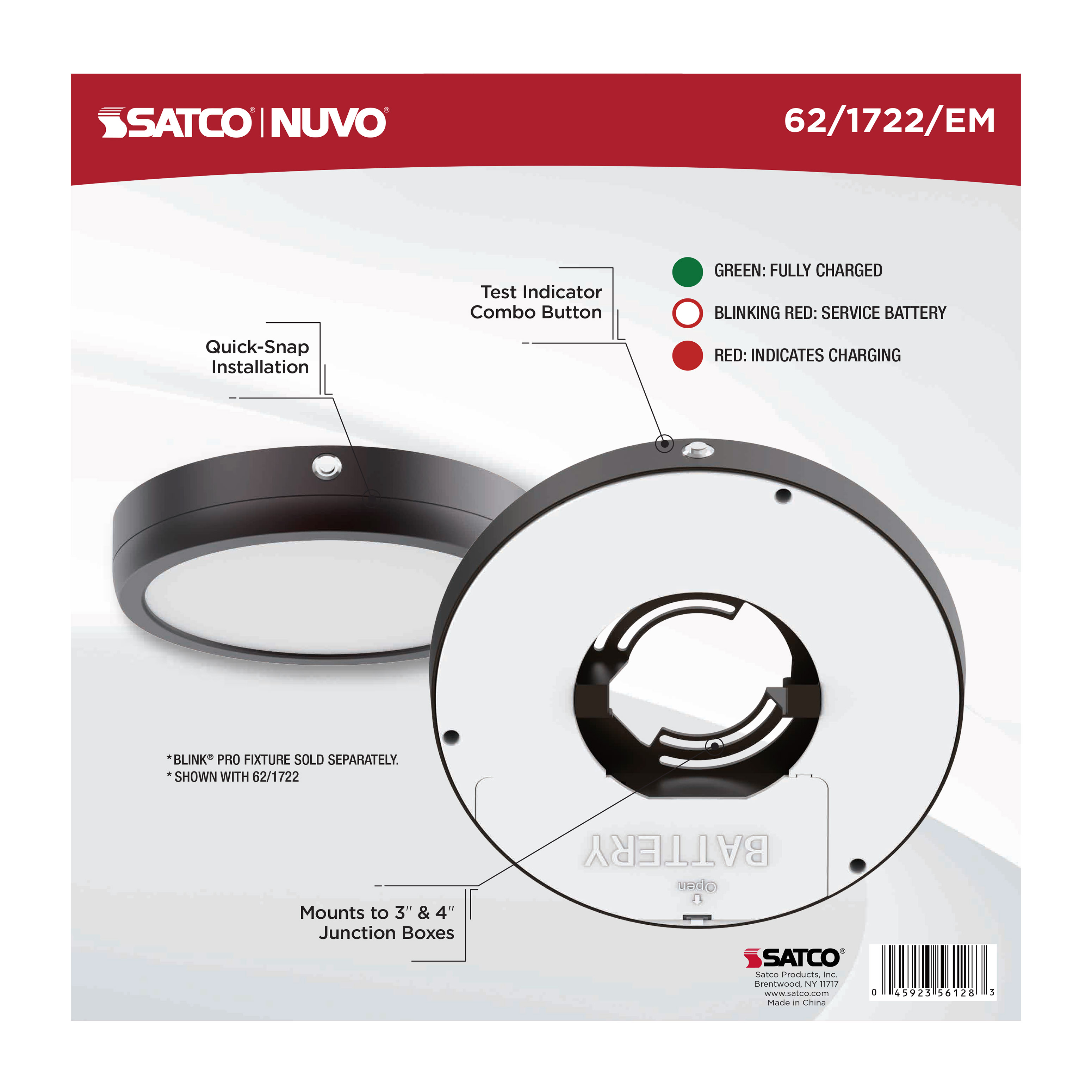 9" RD BLINK PRO EM BATT BACKUP - 62-1722-EM