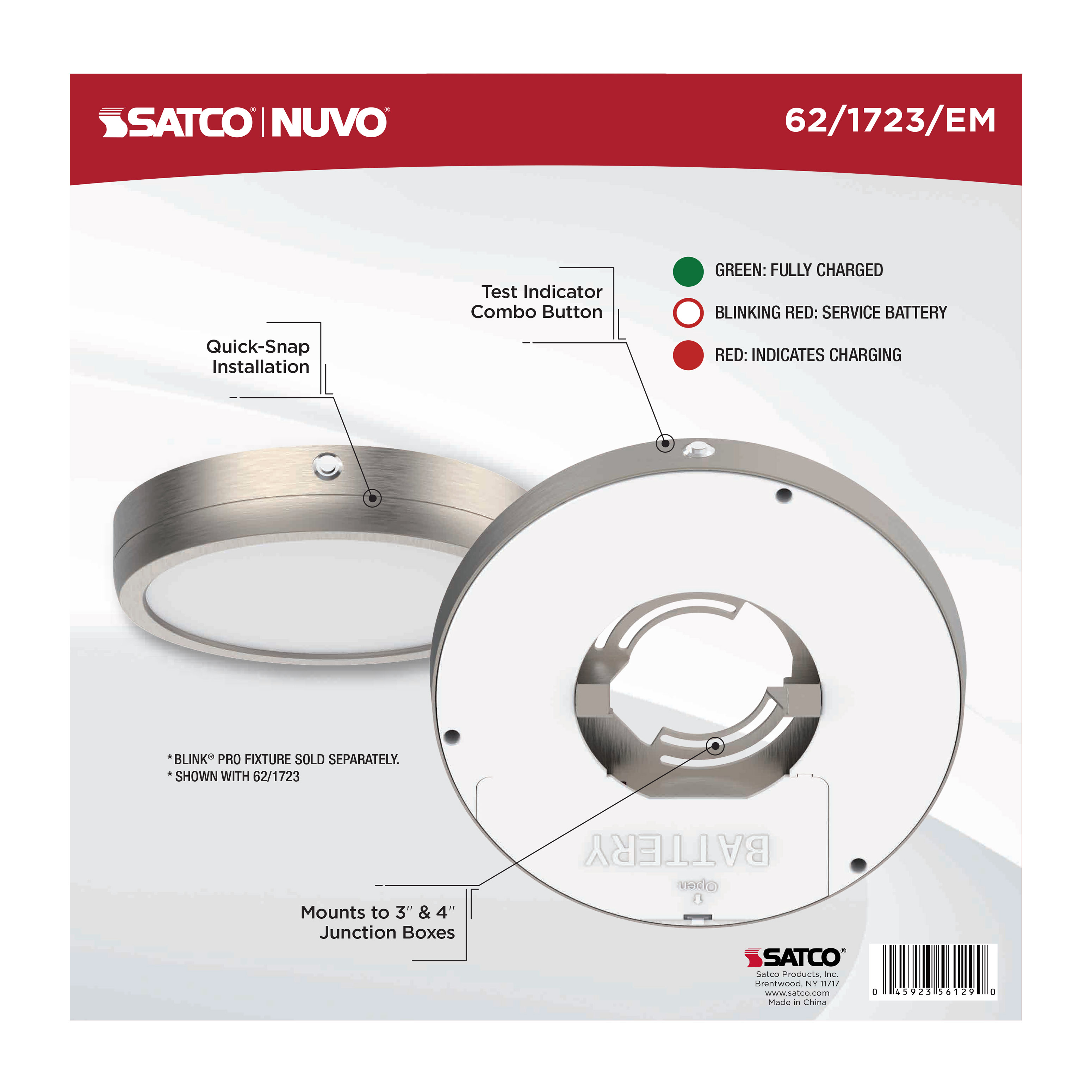 9" SQ BLINK PRO EM BATT BACKUP - 62-1723-EM