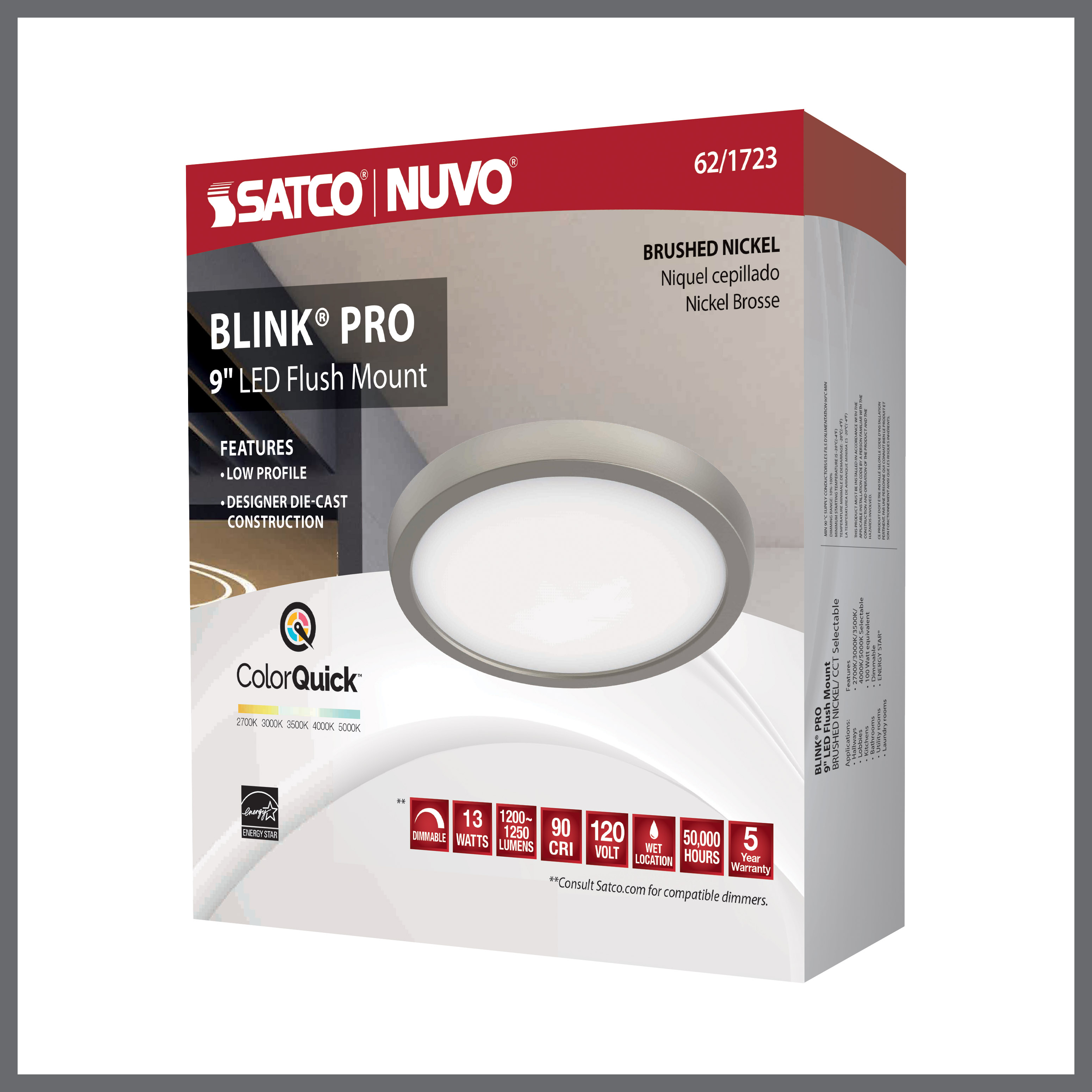 BLINK 13W LED 9" RND BR. NICK - 62-1723