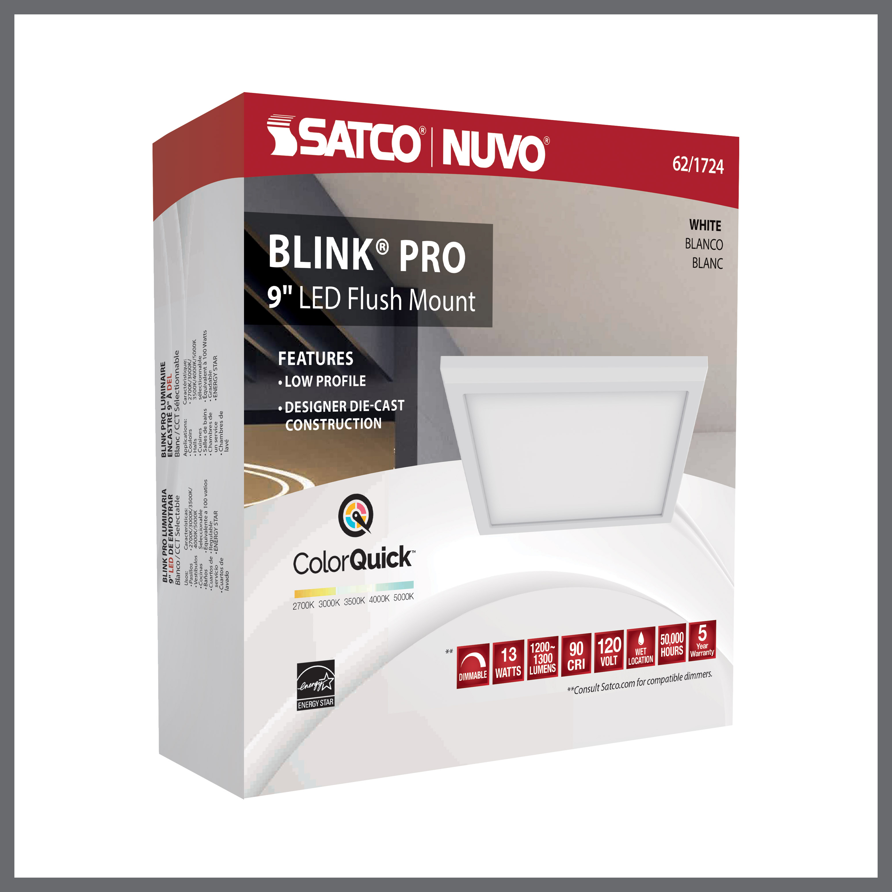 BLINK 13W LED 9" SQ WHITE - 62-1724