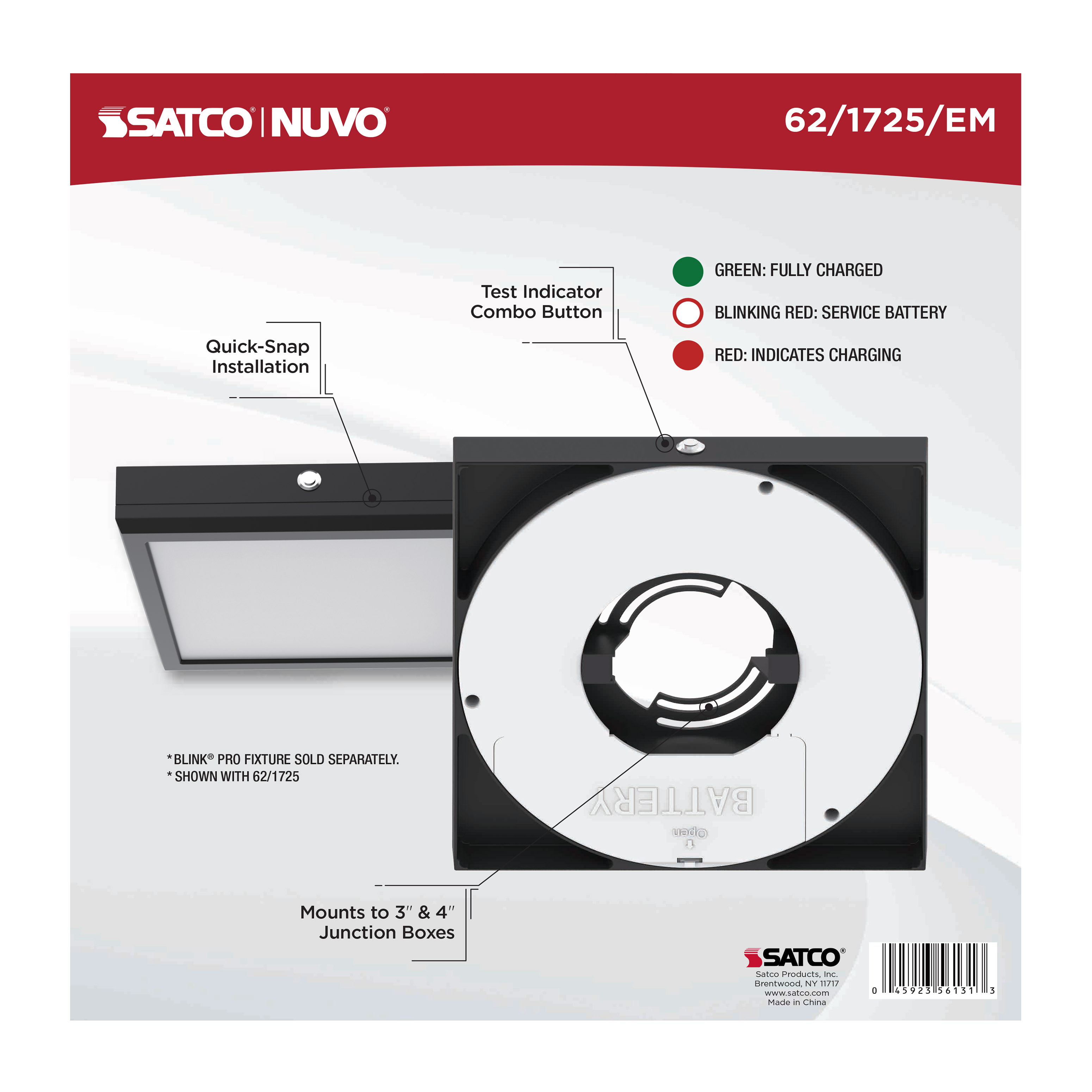 9" SQ BLINK PRO EM BATT BACKUP - 62-1725-EM