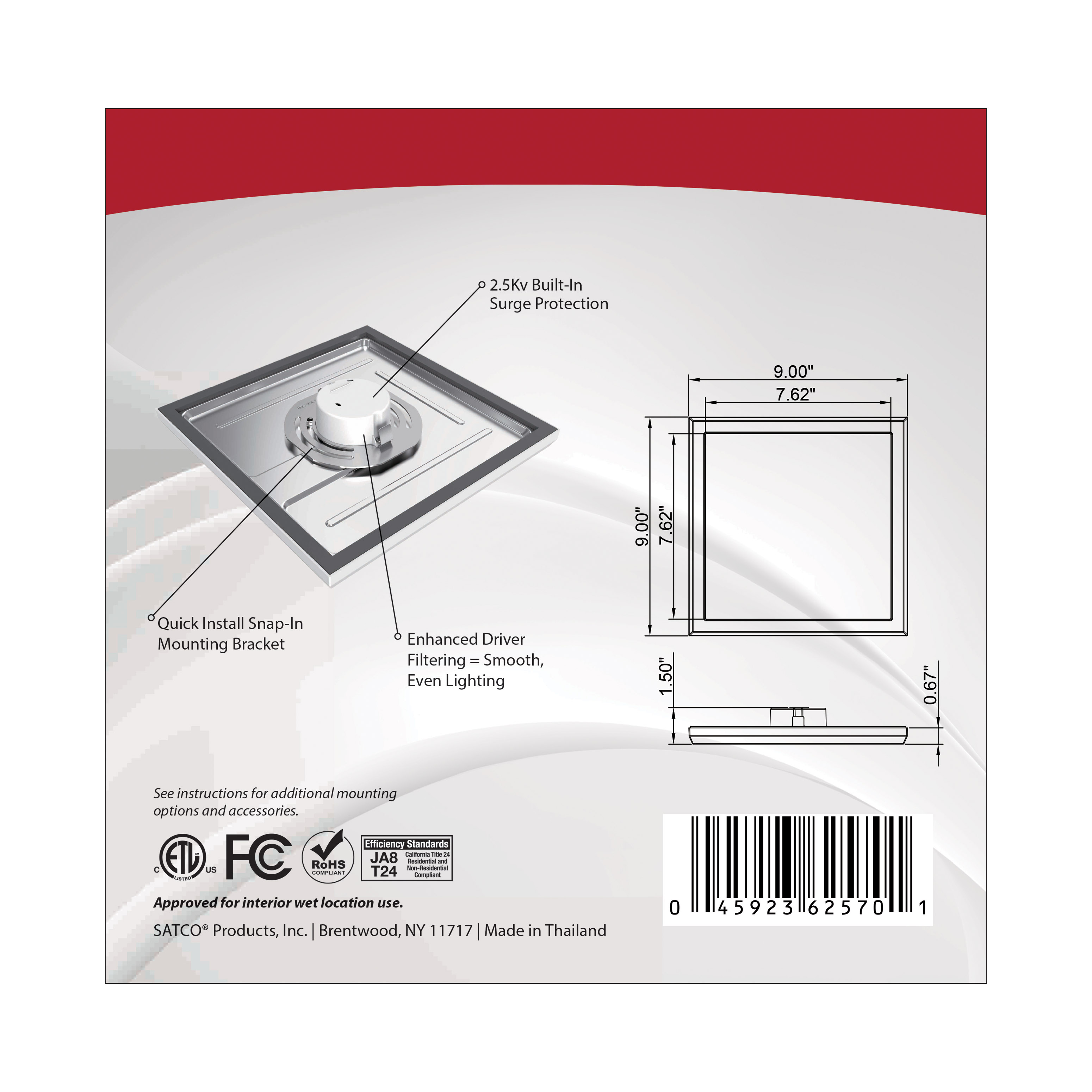 BLINK 13W LED 9" SQ WH 0-10V - 62-1729