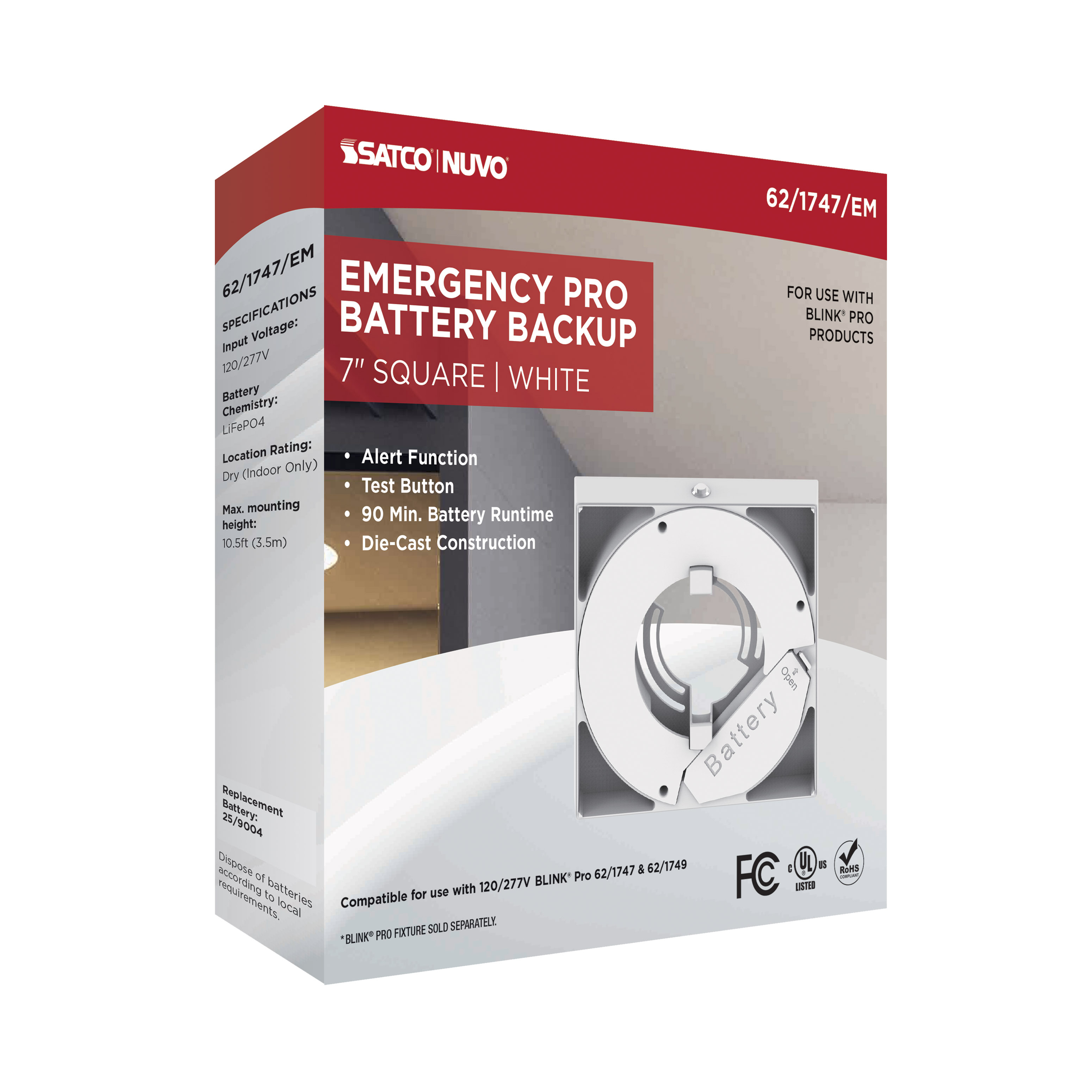 7" SQ BLINK PRO EM BATT BACKUP - 62-1747-EM