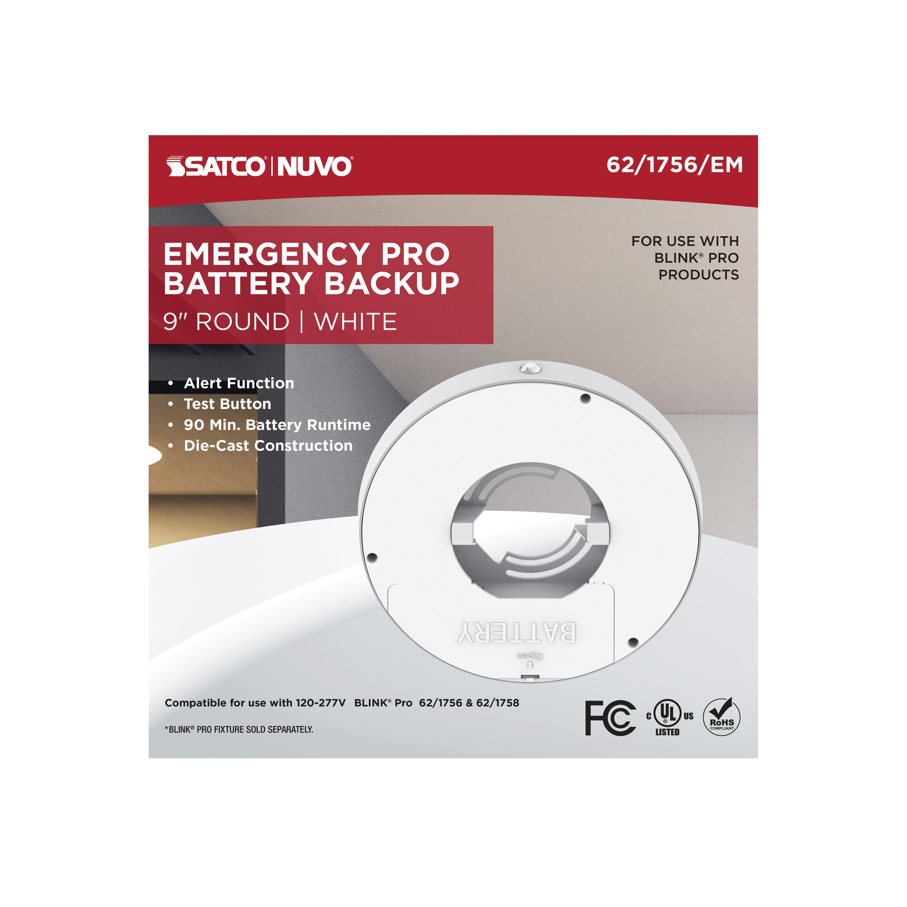 9" RD BLINK PRO EM BATT BACKUP - 62-1756-EM