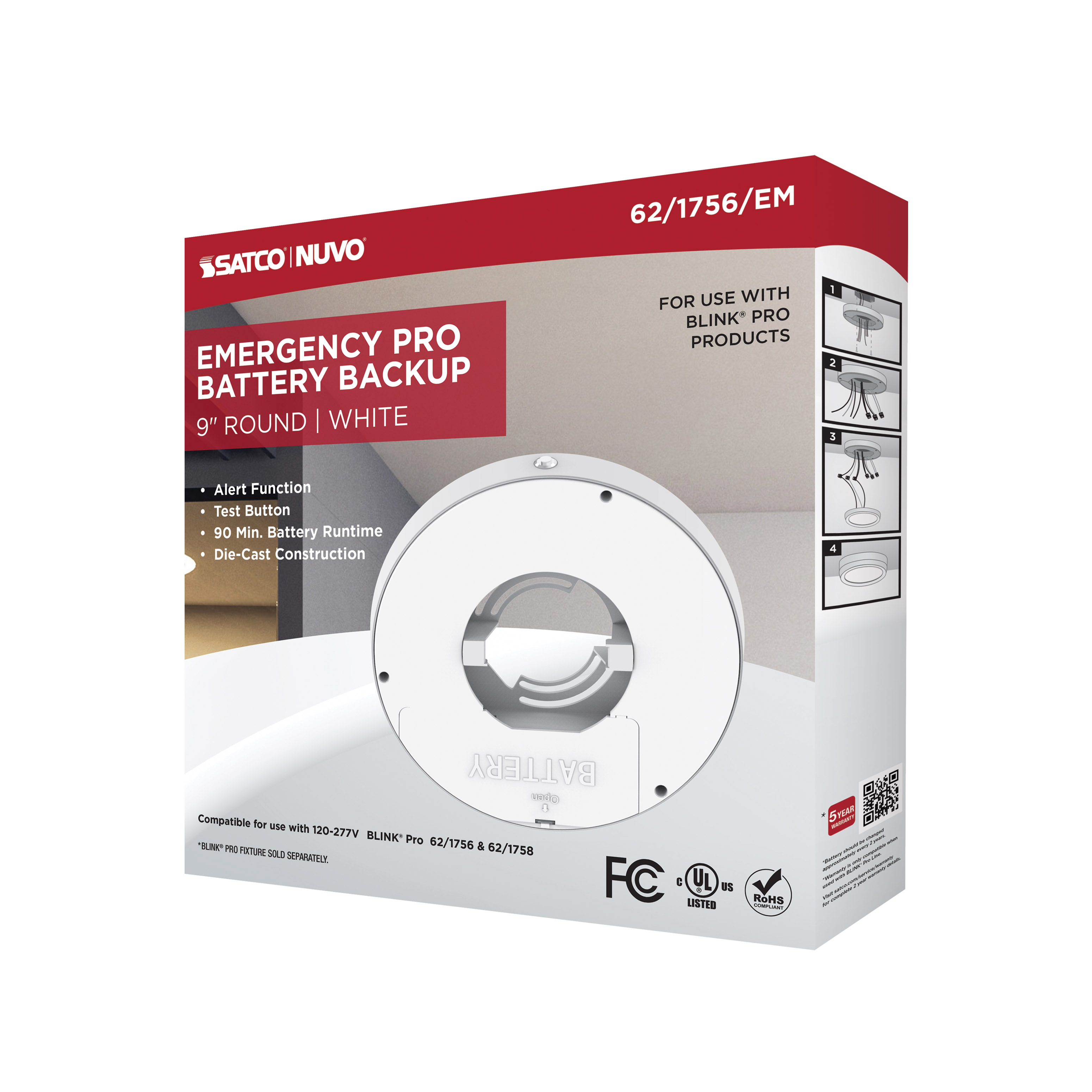 9" RD BLINK PRO EM BATT BACKUP - 62-1756-EM