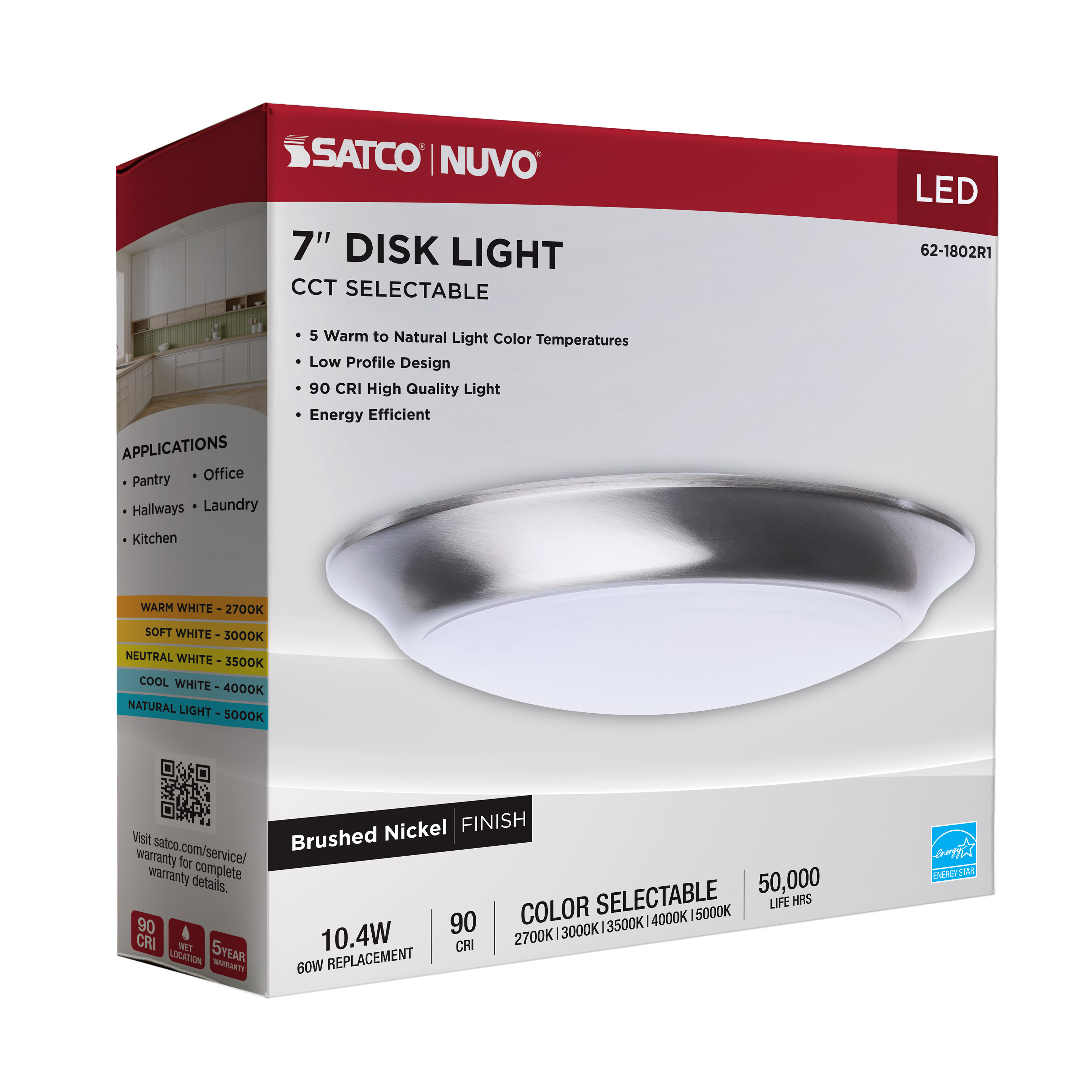 7" LED DISK LIGHT BN FINISH - 62-1802R1