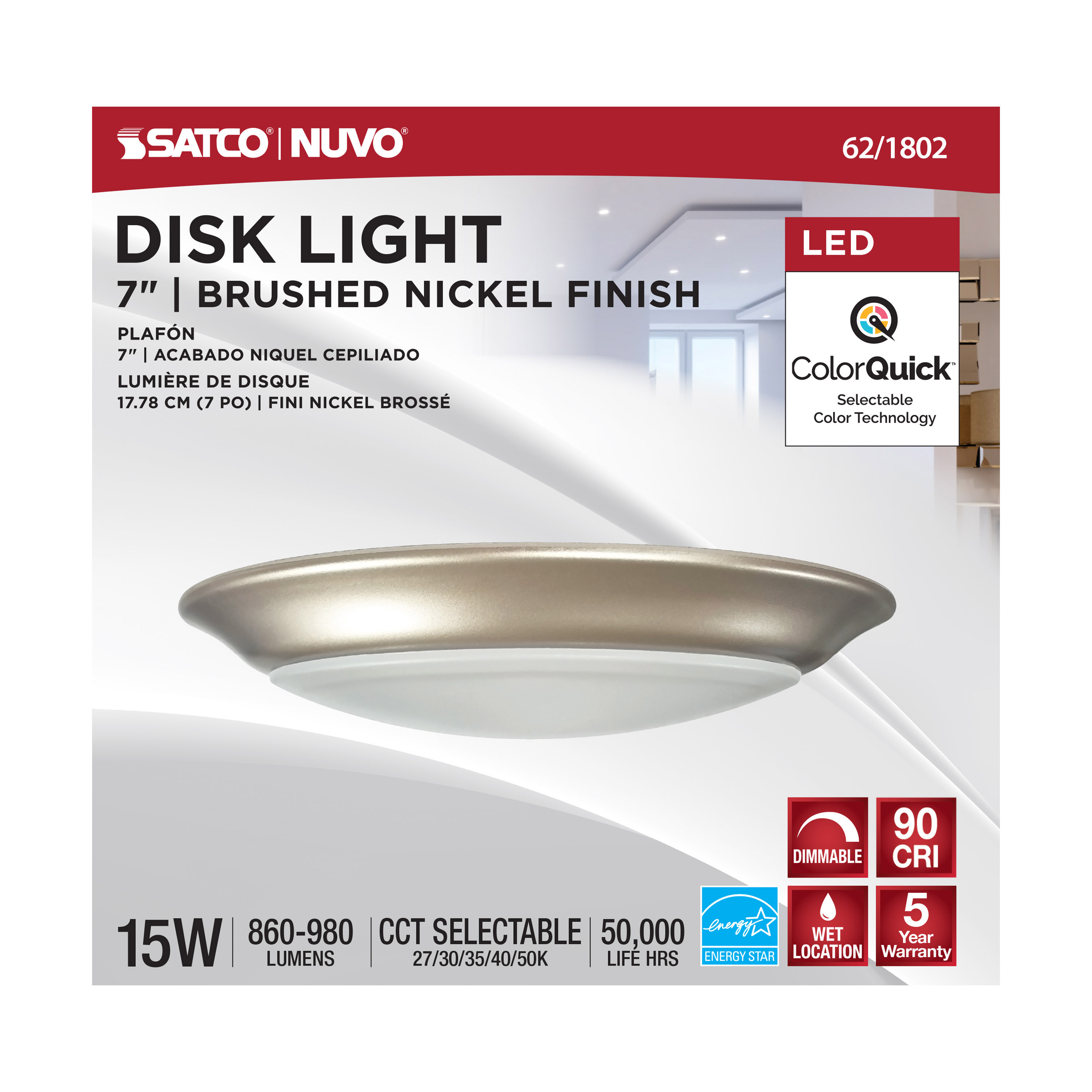 7" LED DISK LIGHT BN FINISH - 62-1802