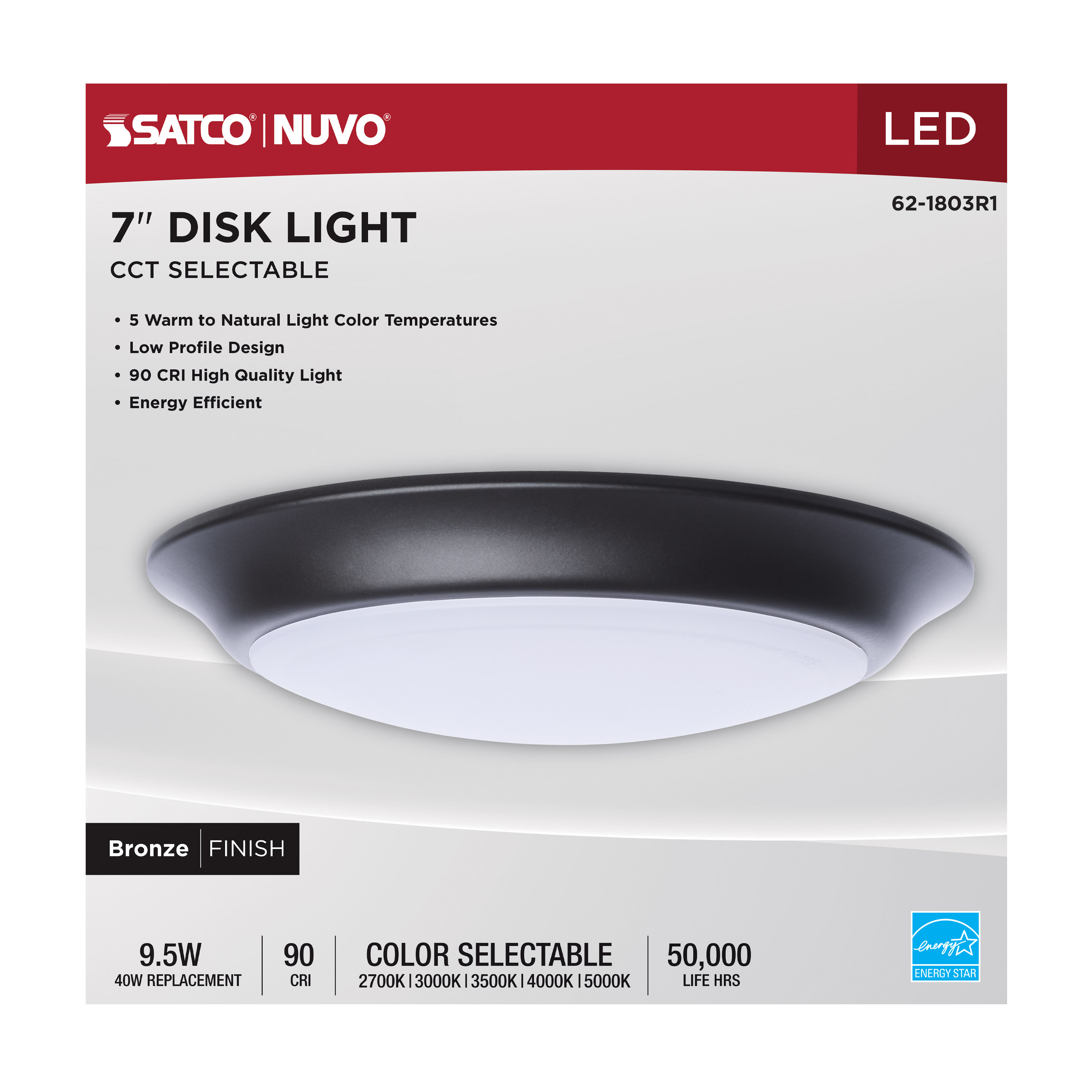 7" LED DISK LIGHT BRONZE FINIS - 62-1803R1