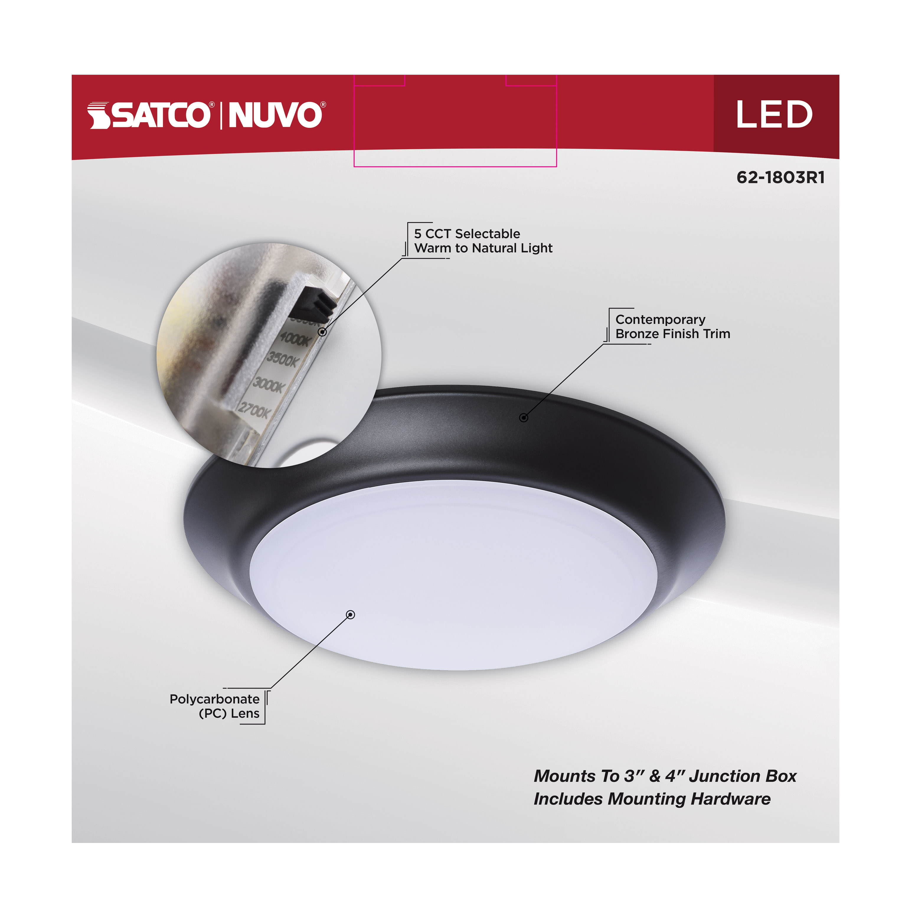 7" LED DISK LIGHT BRONZE FINIS - 62-1803R1