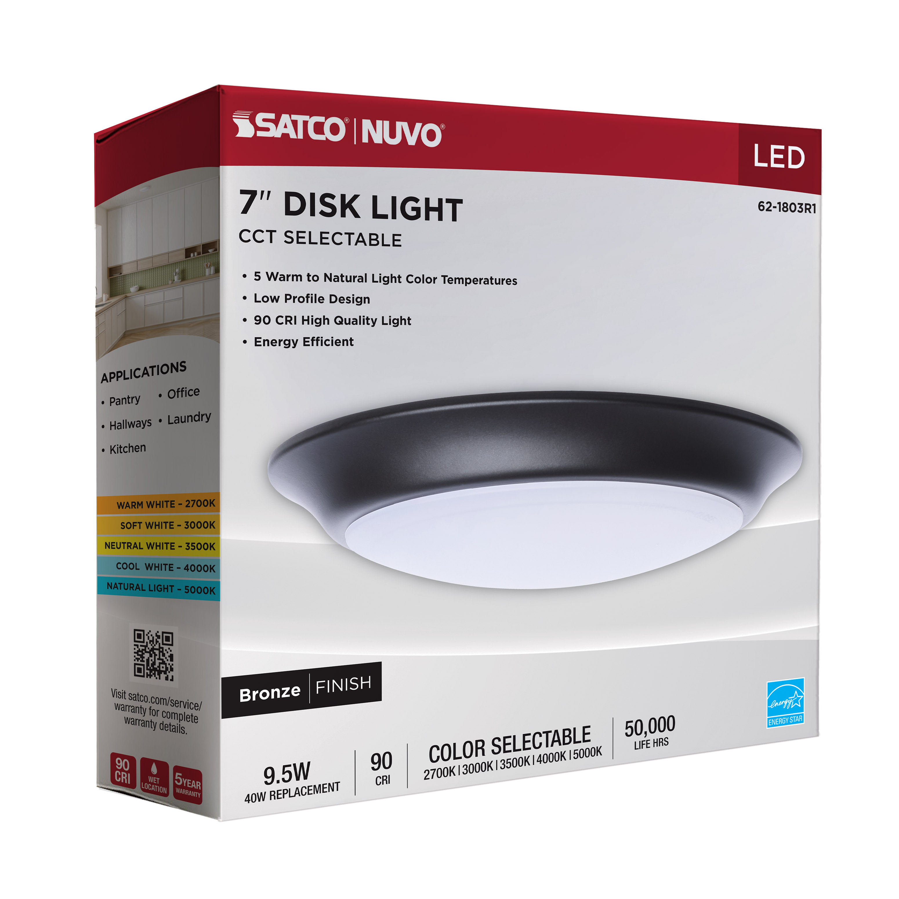 7" LED DISK LIGHT BRONZE FINIS - 62-1803R1