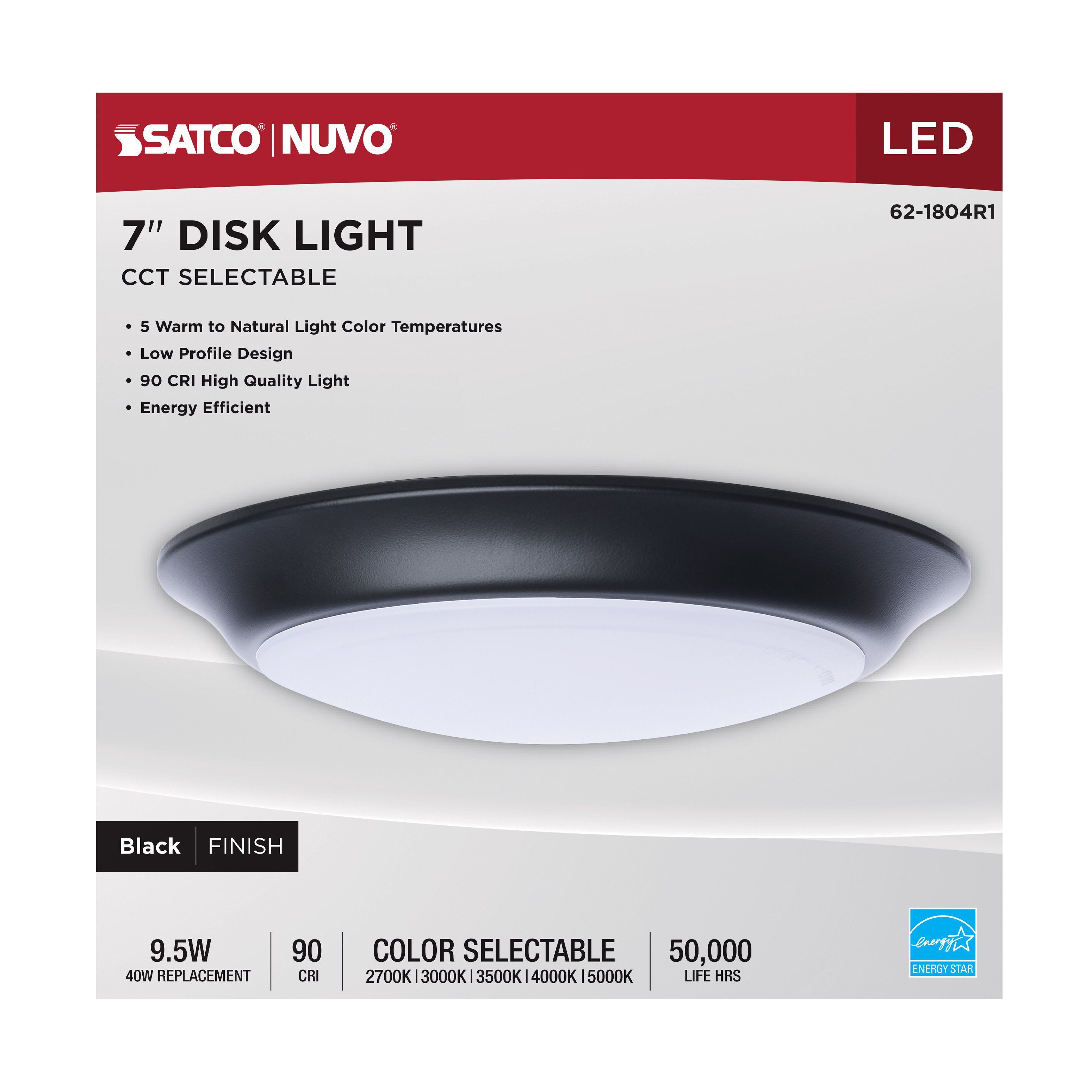 7" LED DISK LIGHT BLACK FINISH - 62-1804R1