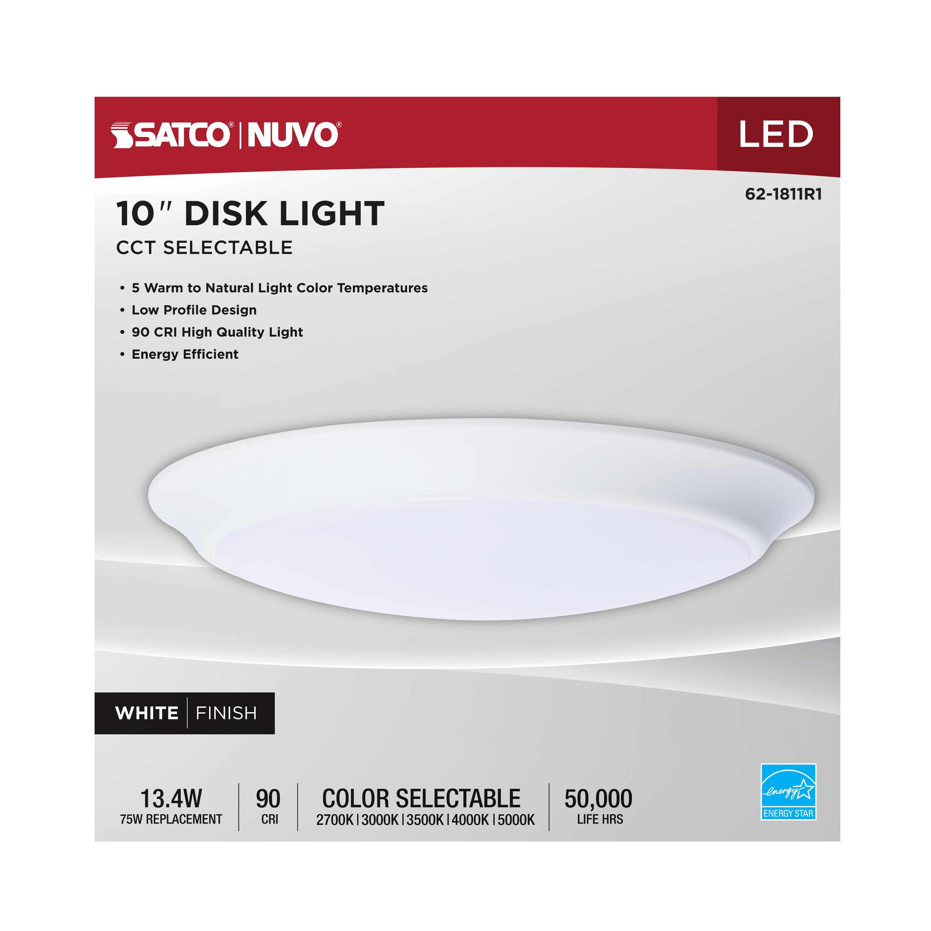 10" LED DISK LIGHT WHITE FIN - 62-1811R1