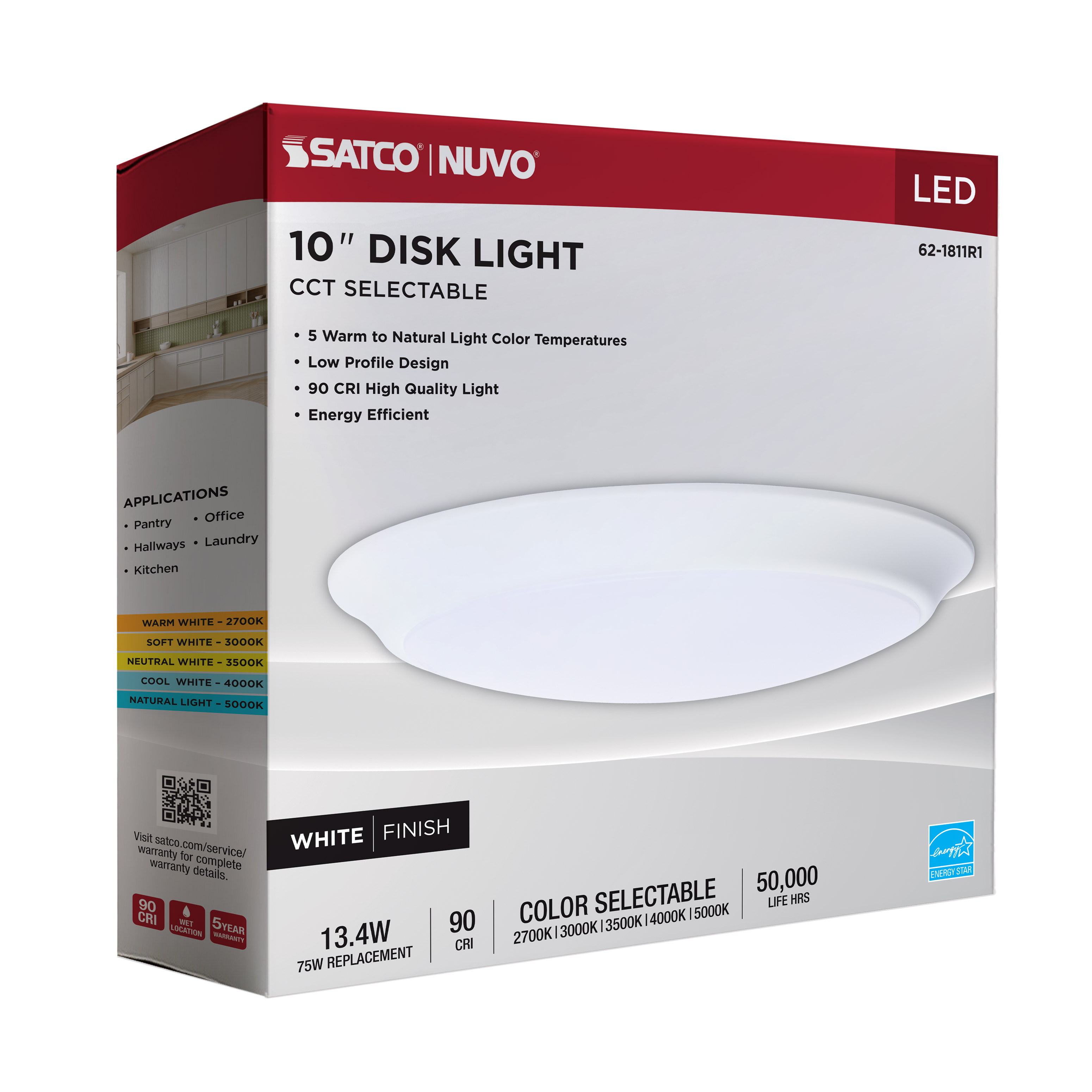 10" LED DISK LIGHT WHITE FIN - 62-1811R1