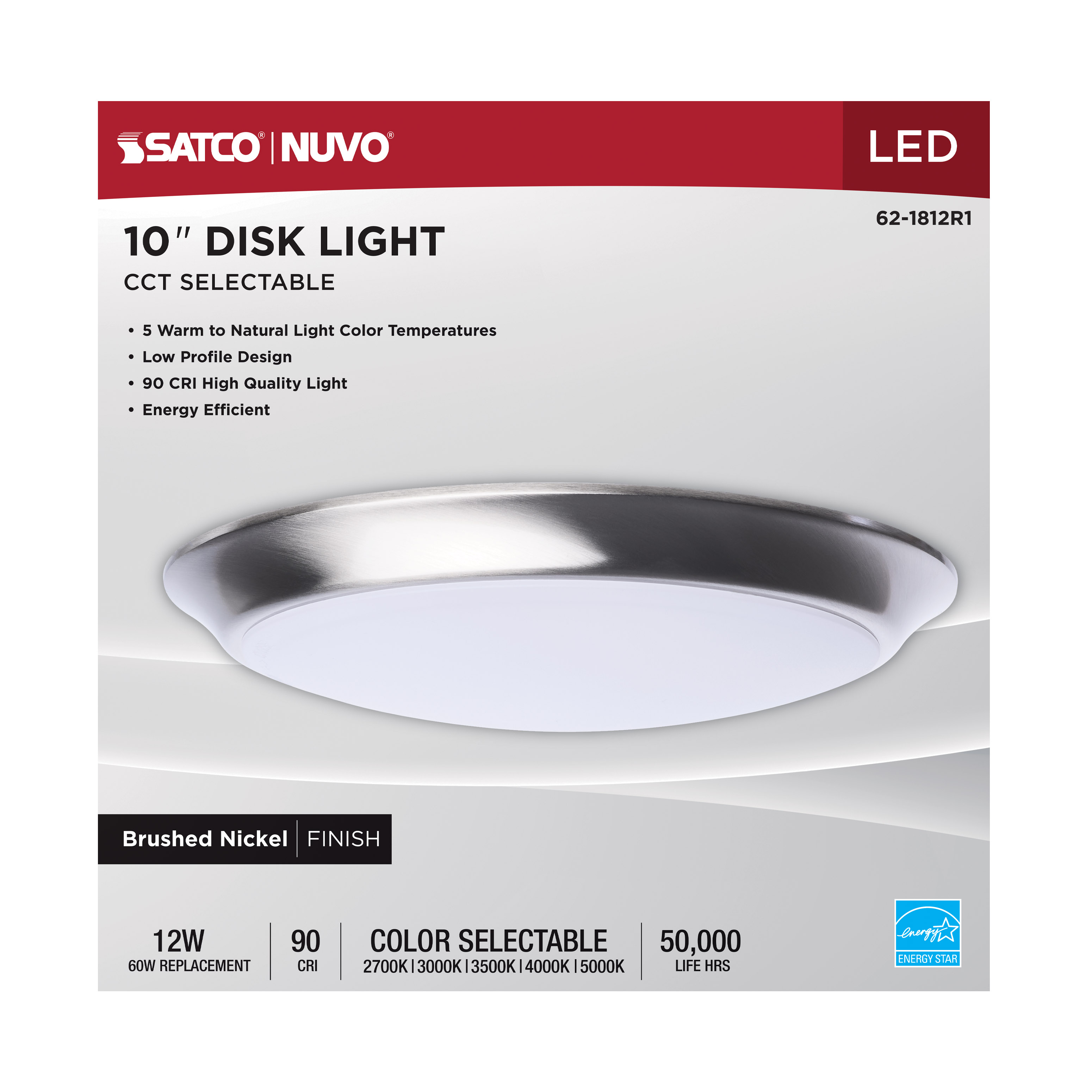 10" LED DISK LIGHT BN FINISH - 62-1812R1