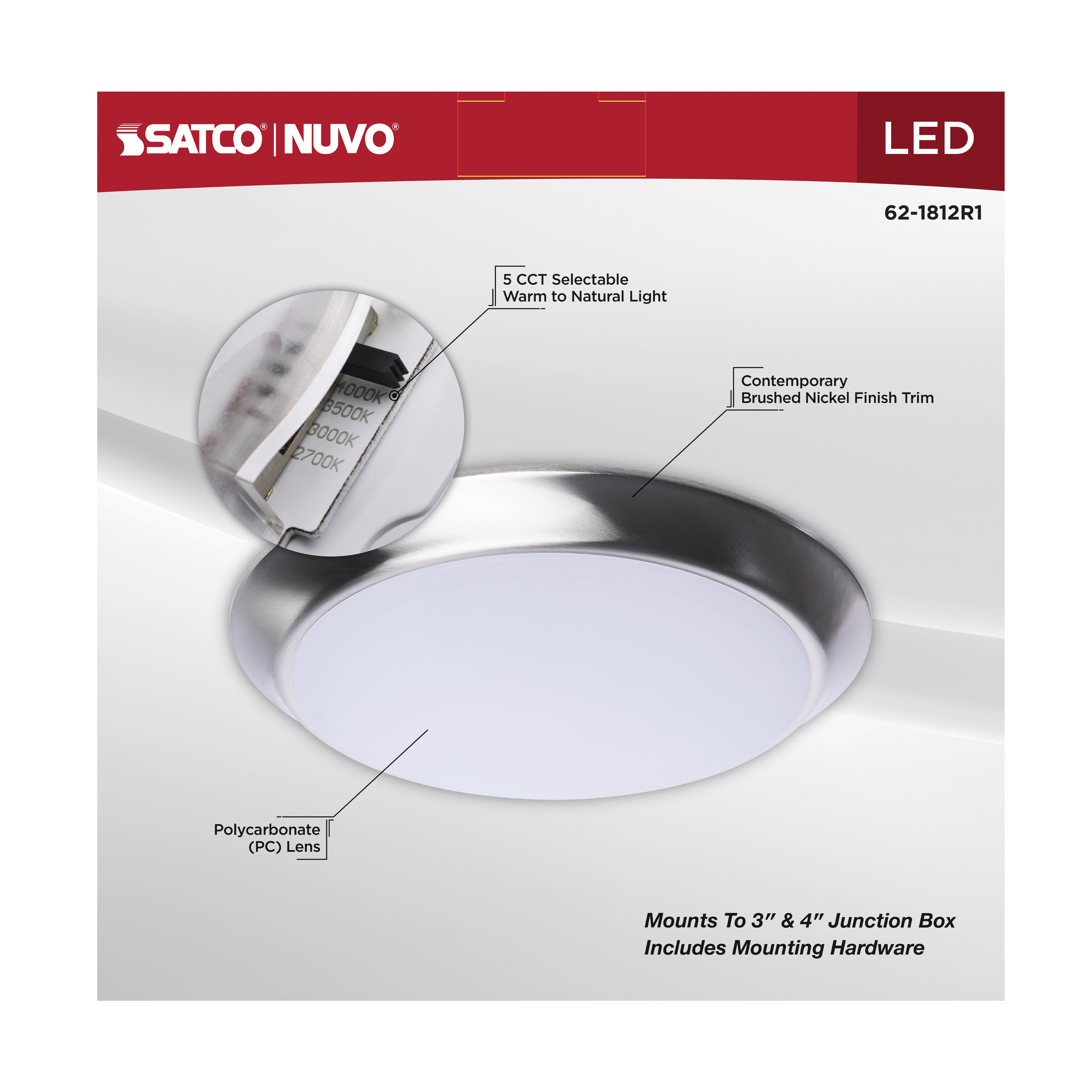 10" LED DISK LIGHT BN FINISH - 62-1812R1