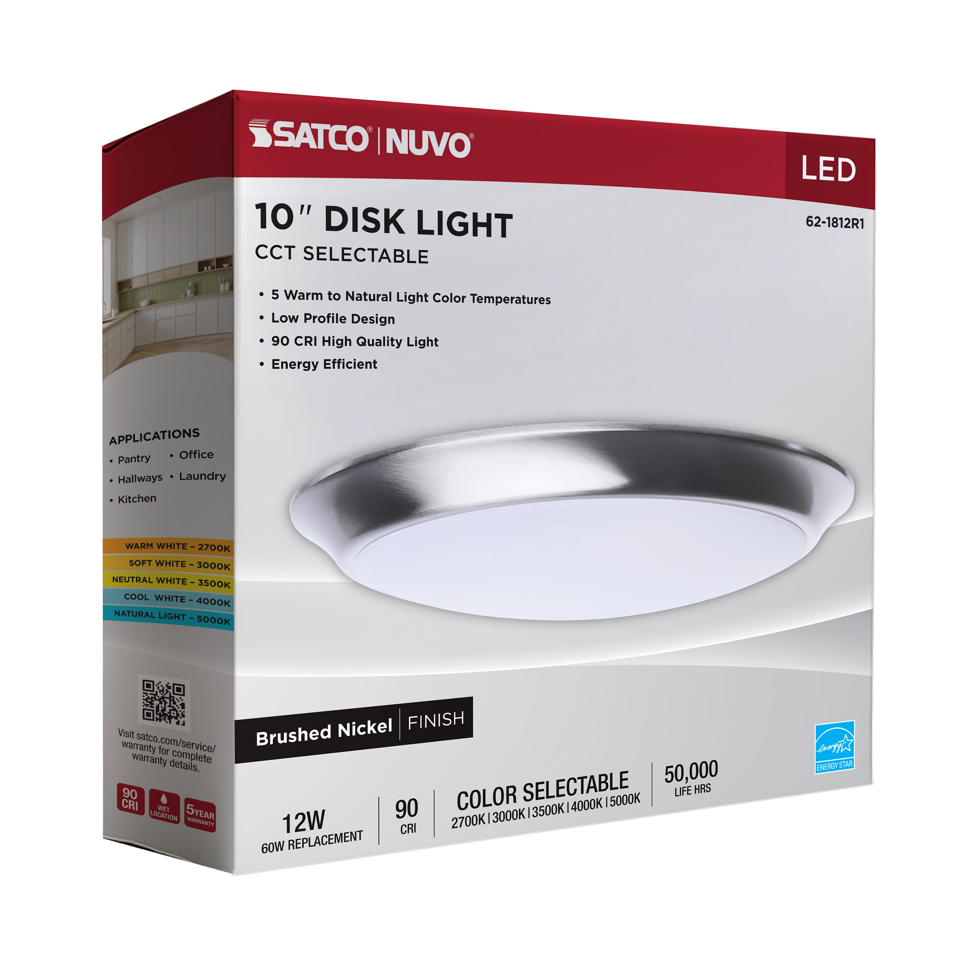 10" LED DISK LIGHT BN FINISH - 62-1812R1