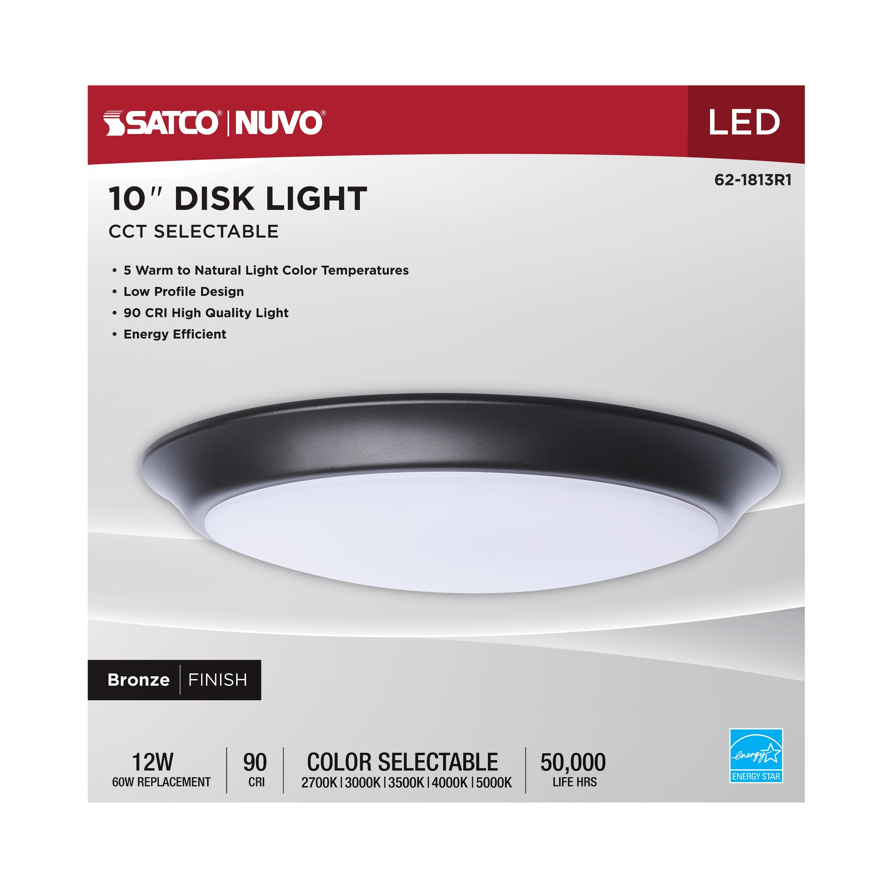 10" LED DISK LIGHT BRONZE FIN - 62-1813R1