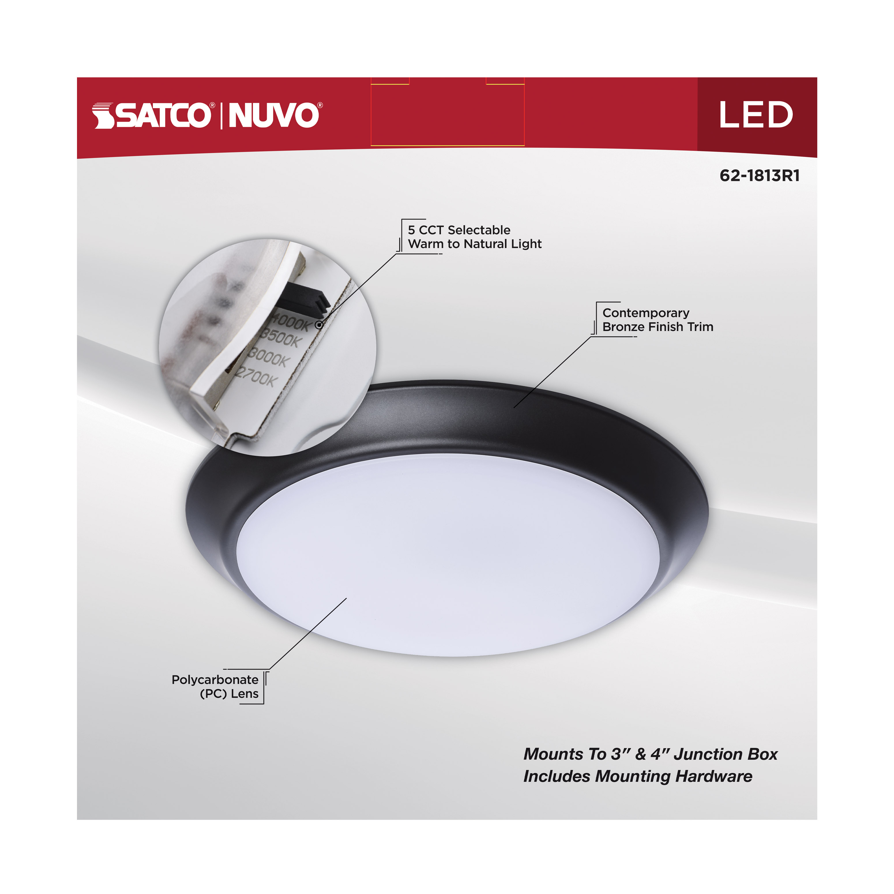 10" LED DISK LIGHT BRONZE FIN - 62-1813R1