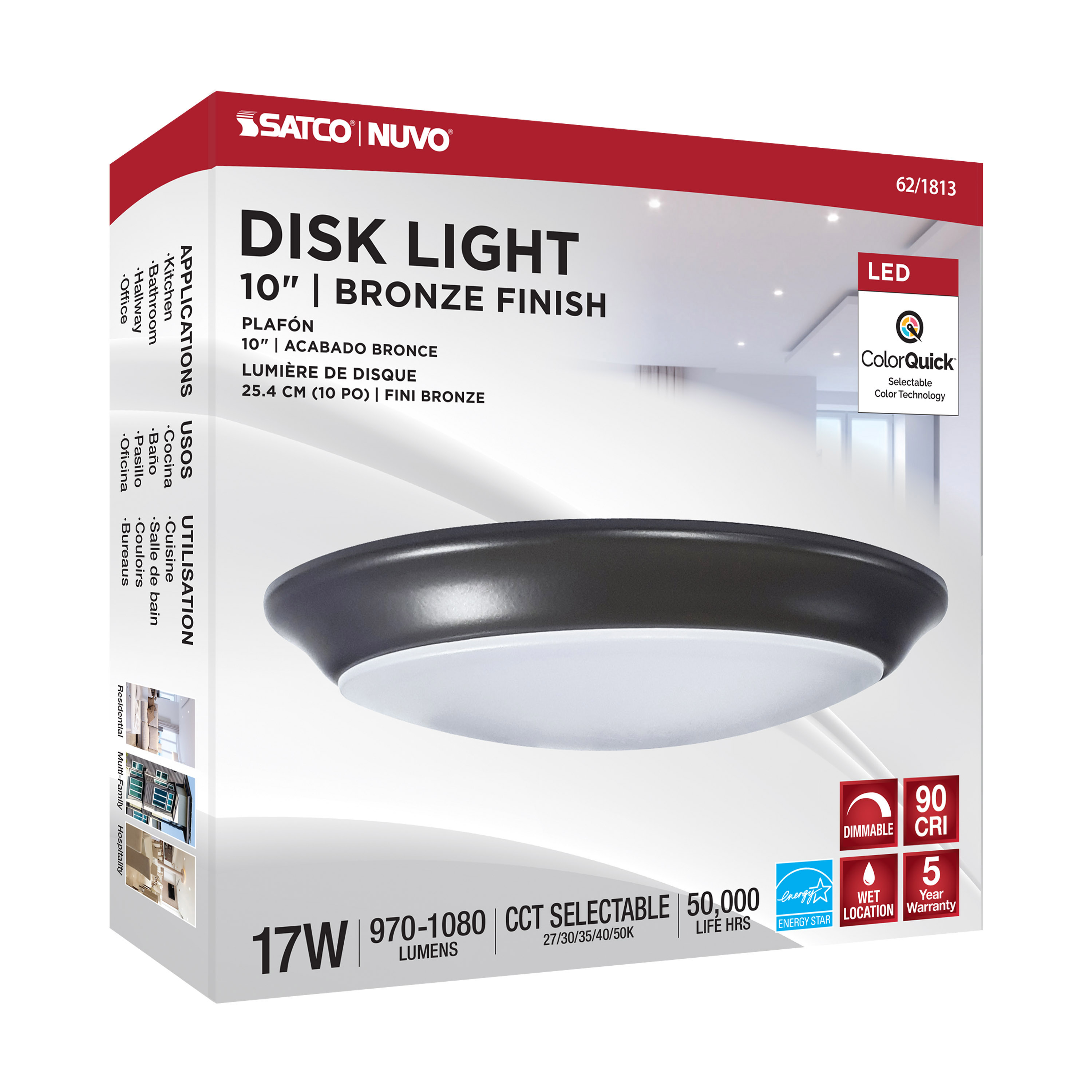 10" LED DISK LIGHT BRONZE FIN - 62-1813