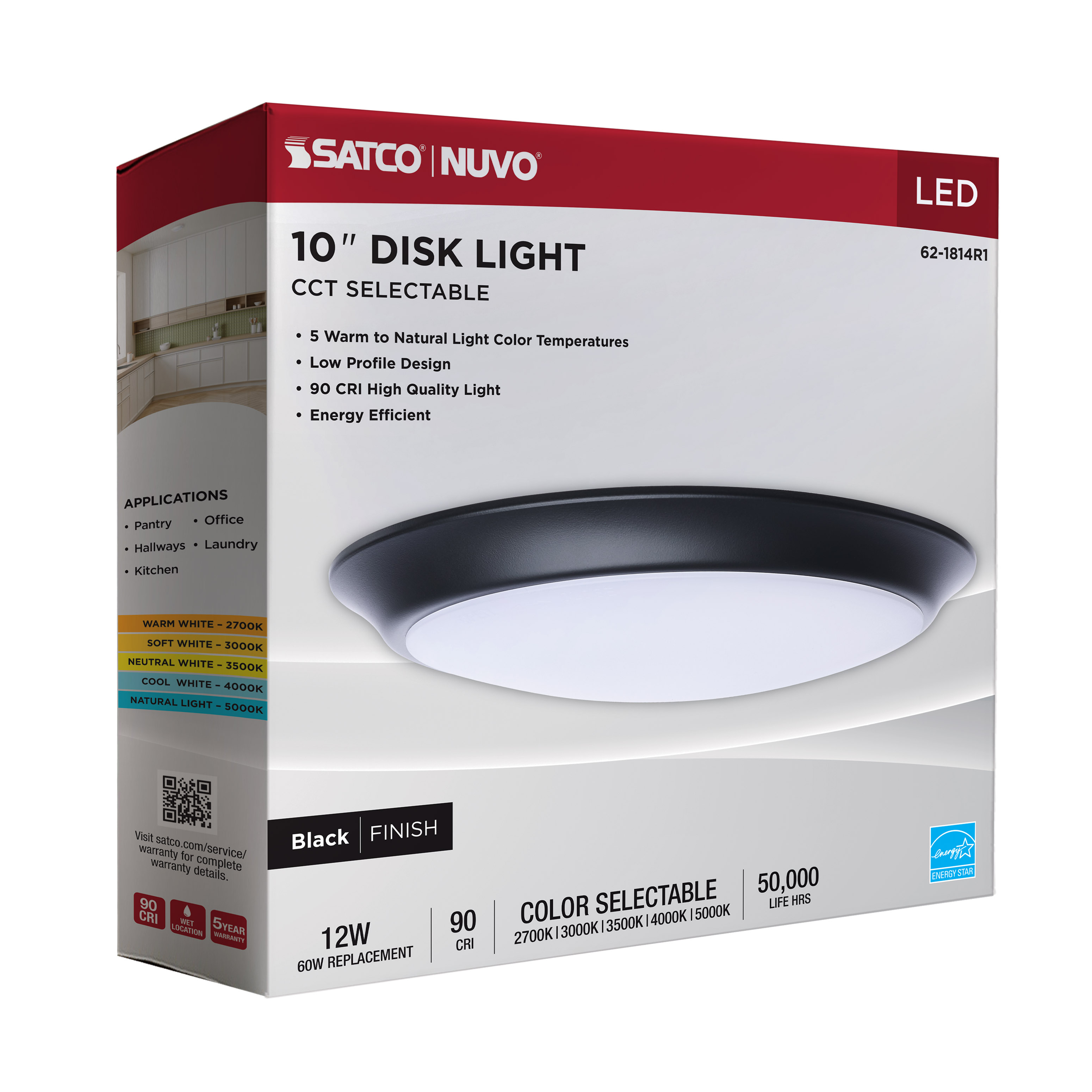 10" LED DISK LIGHT BLACK FIN - 62-1814R1