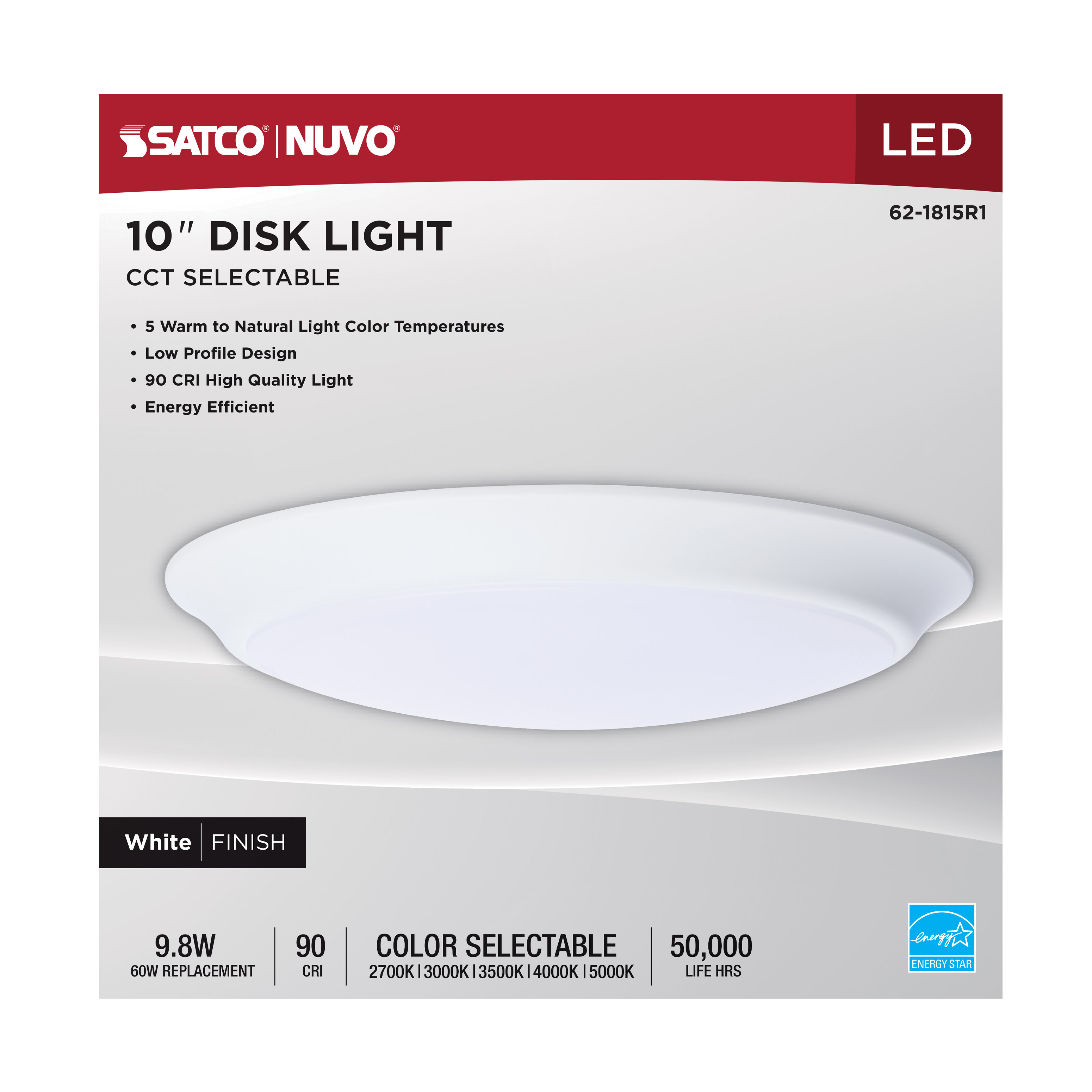 10" LED 9.8W DISK LIGHT WHITE - 62-1815R1
