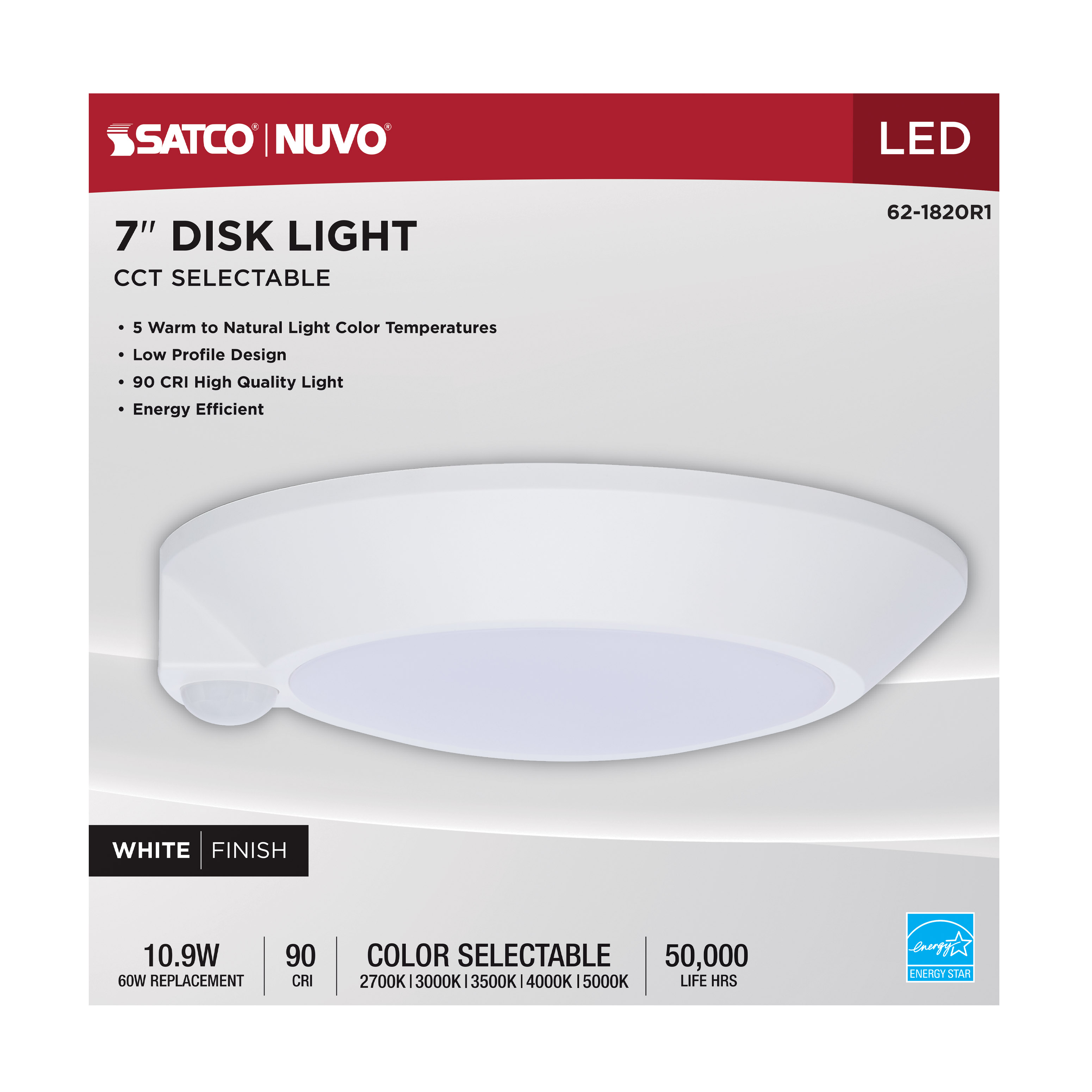 7" LED DISK LIGHT W/ OCC WHITE - 62-1820R1