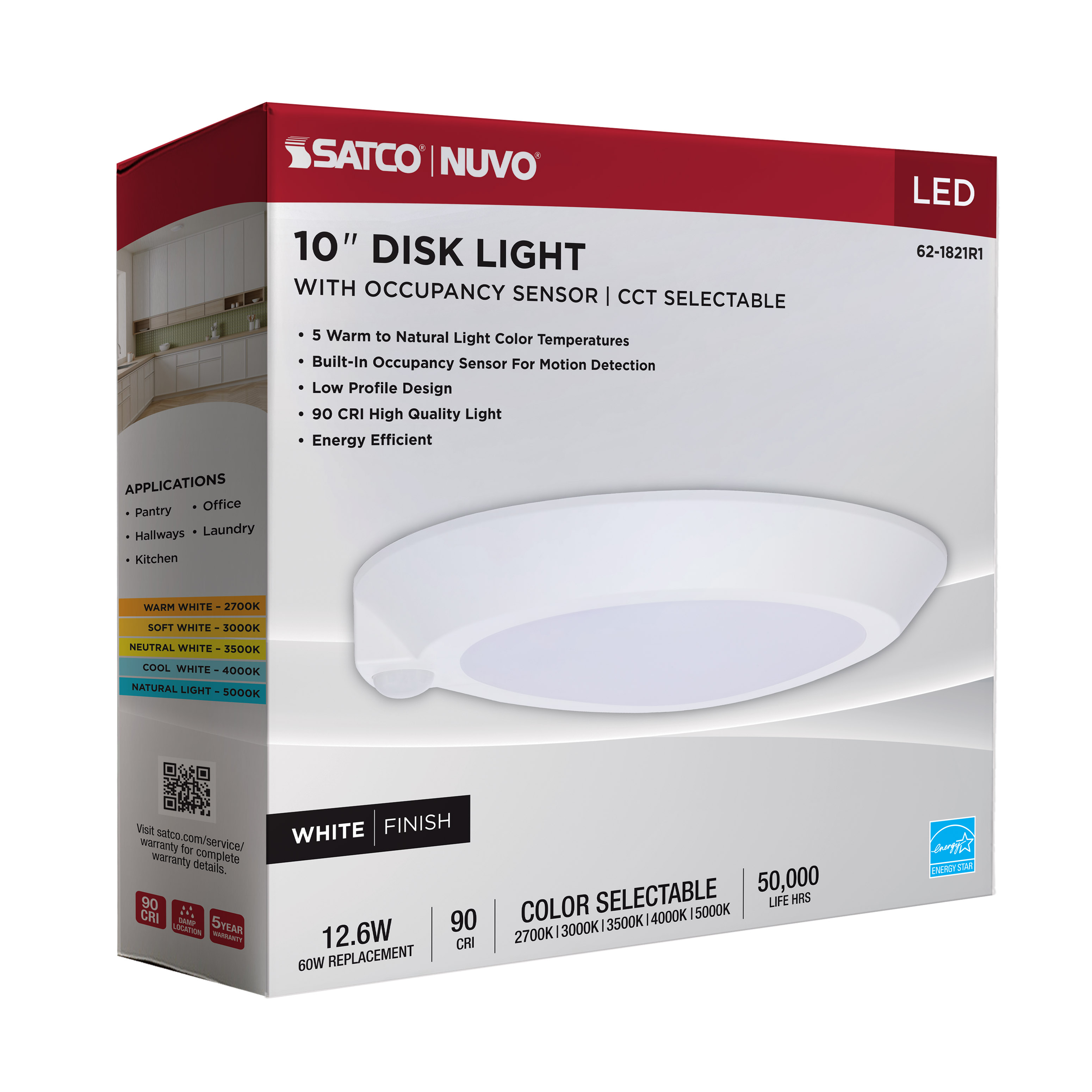 10" LED DISK LIGHT W/ OCC WHIT - 62-1821R1