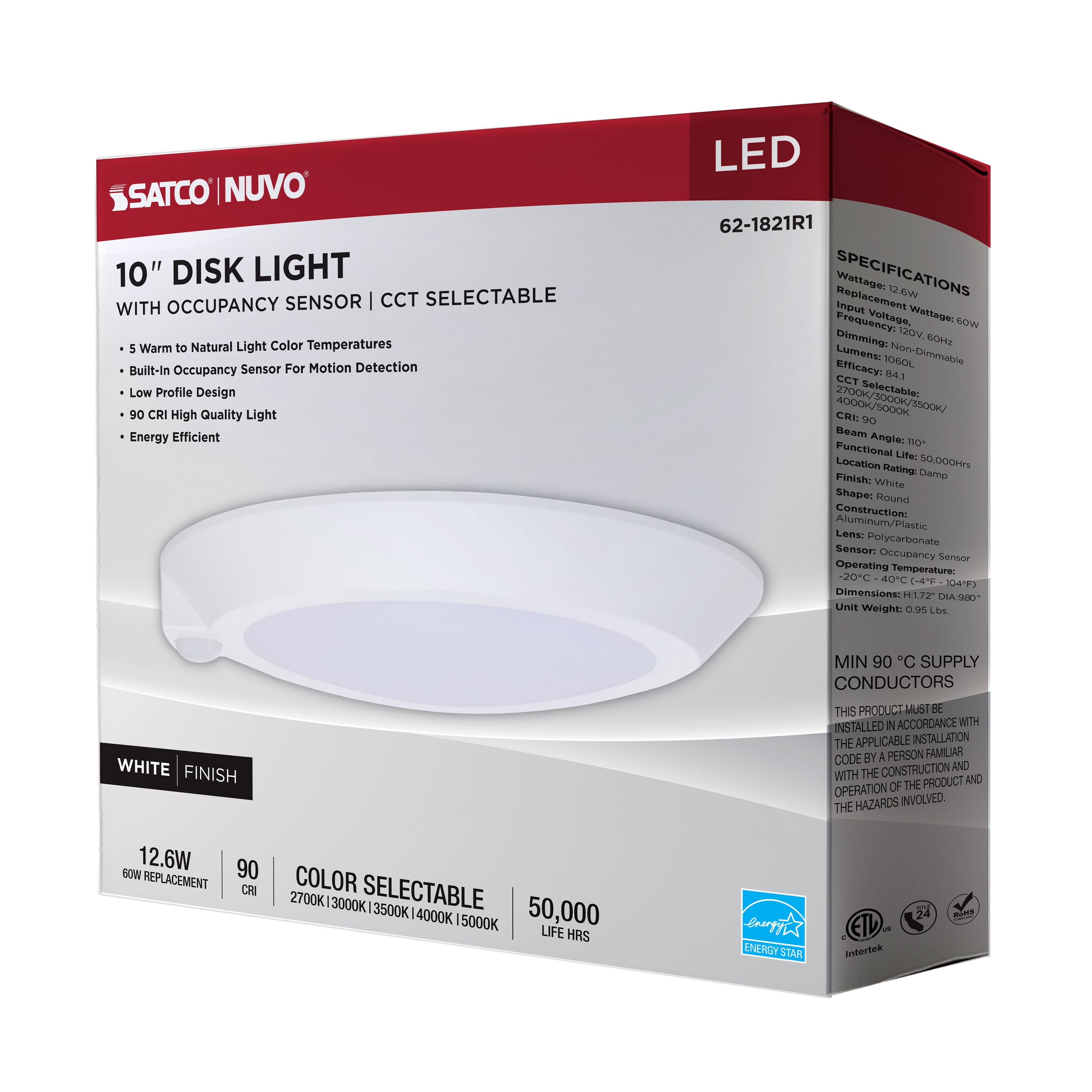 10" LED DISK LIGHT W/ OCC WHIT - 62-1821R1