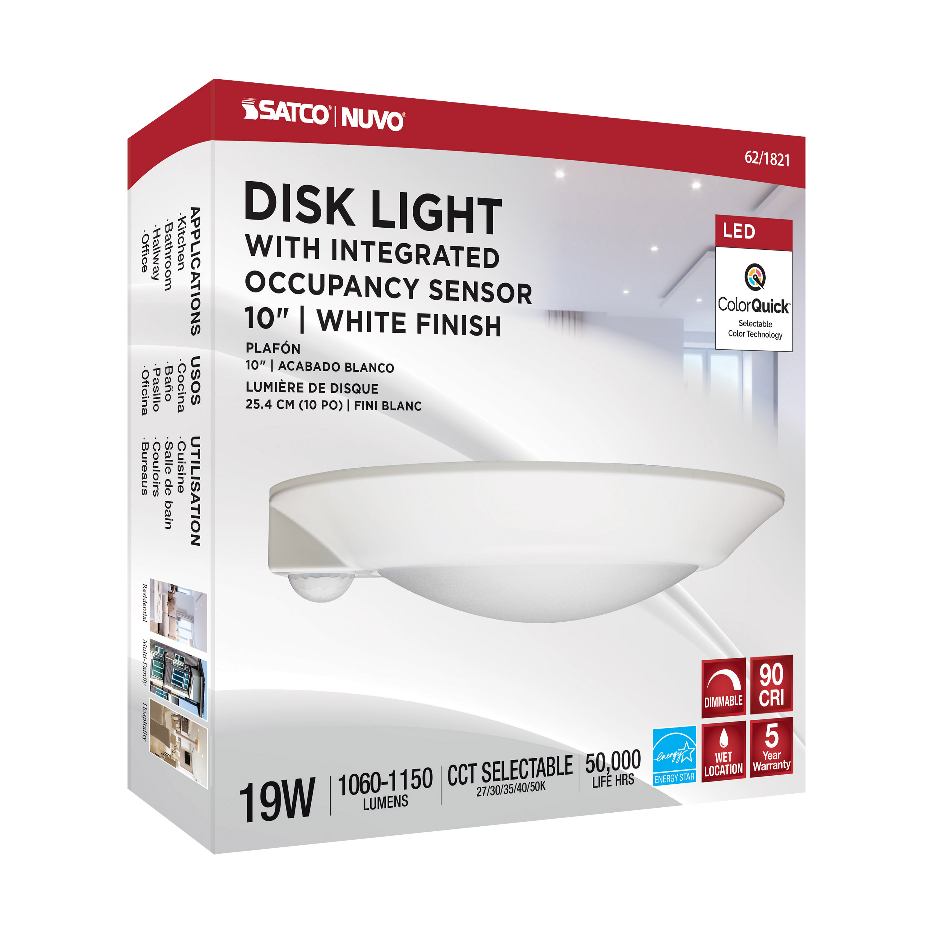 10" LED DISK LIGHT W/ OCC WHIT - 62-1821