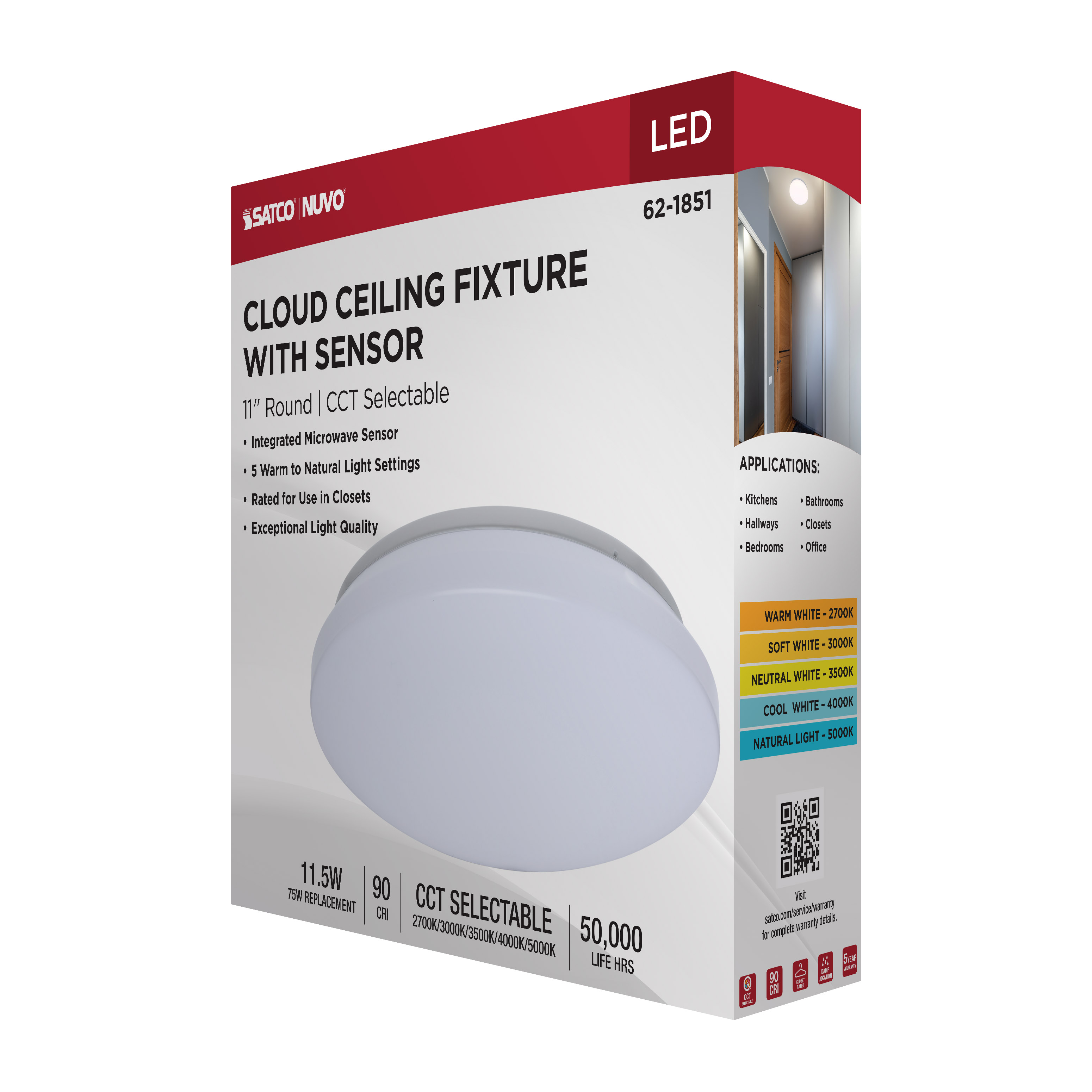 11" LED CLOUD FIXTURE W/SENSOR - 62-1851