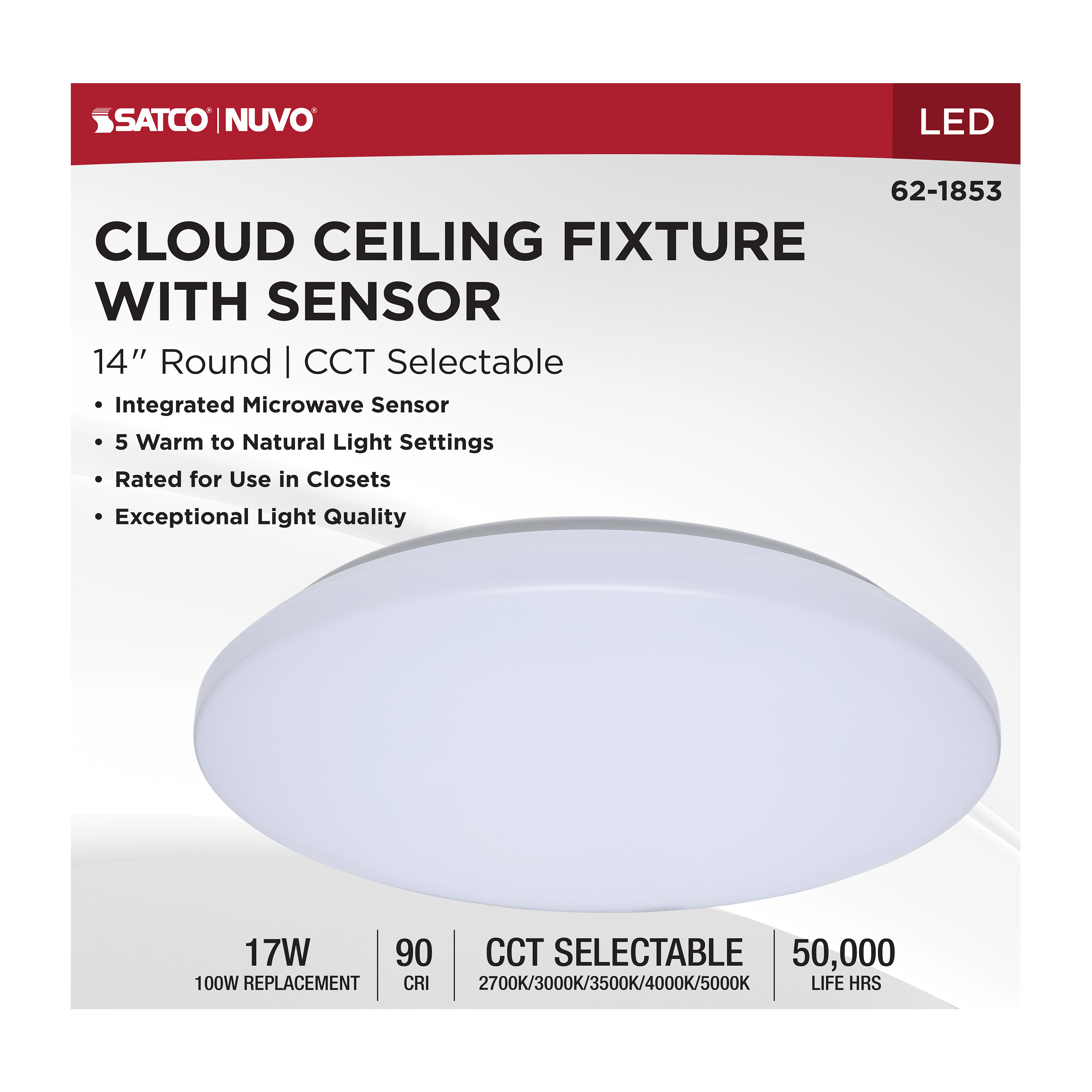 14" LED CLOUD FIXTURE W/SENSOR - 62-1853